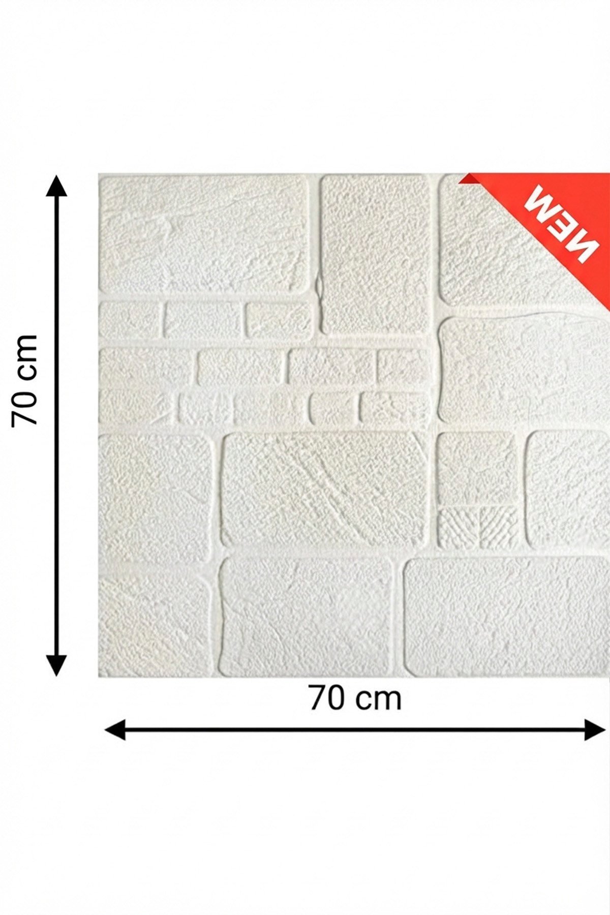 70x70 cm 0,50M² Beyaz 3d Dekoratif Kendinden Yapışkanlı Alaçatı Taş Ev Tuğla Kesme Tuğla Estetik Duvar Paneli Köpük -3108