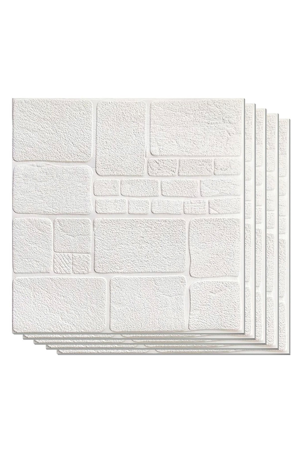 70x70 cm 0,50M² Beyaz 3d Dekoratif Kendinden Yapışkanlı Alaçatı Taş Ev Tuğla Kesme Tuğla Estetik Duvar Paneli Köpük -3108
