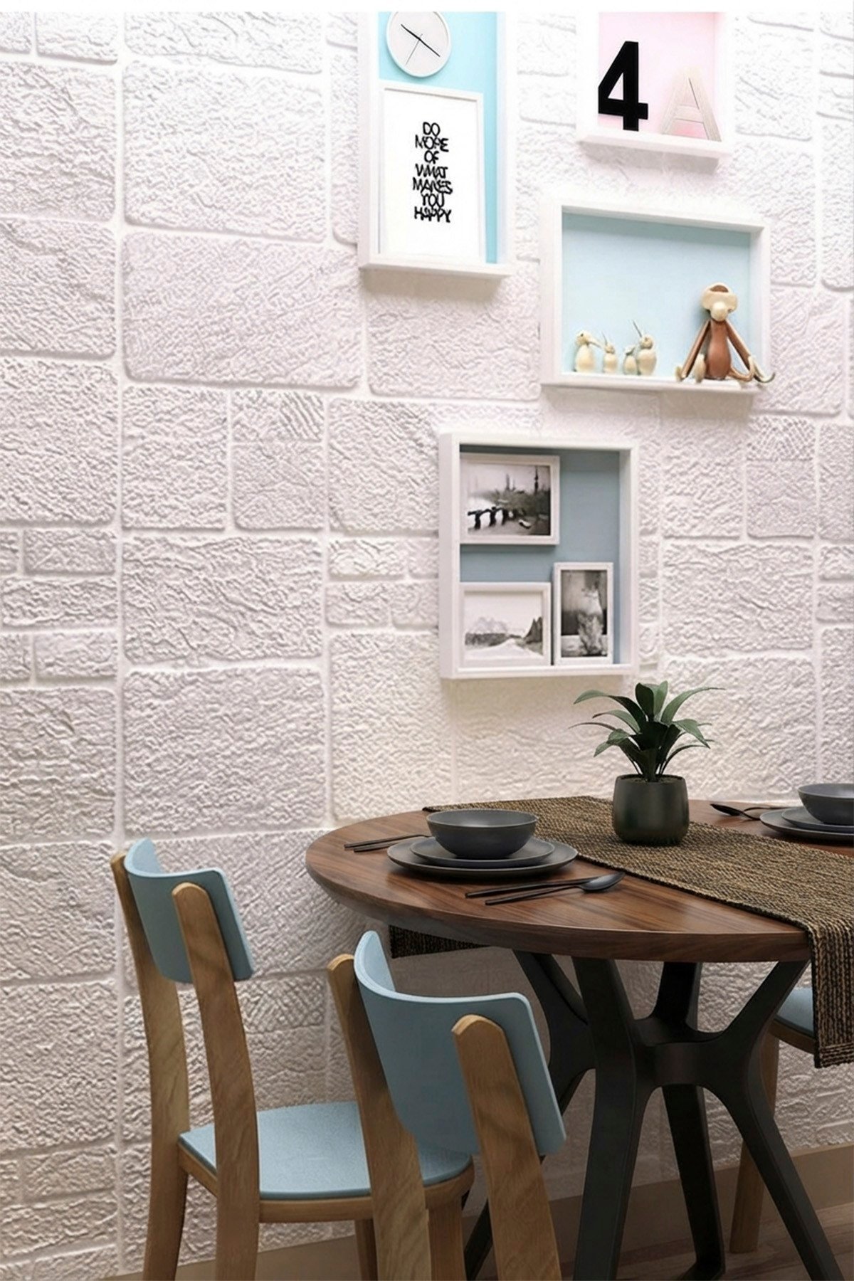 70x70 cm 0,50M² Beyaz 3d Dekoratif Kendinden Yapışkanlı Alaçatı Taş Ev Tuğla Kesme Tuğla Estetik Duvar Paneli Köpük -3108
