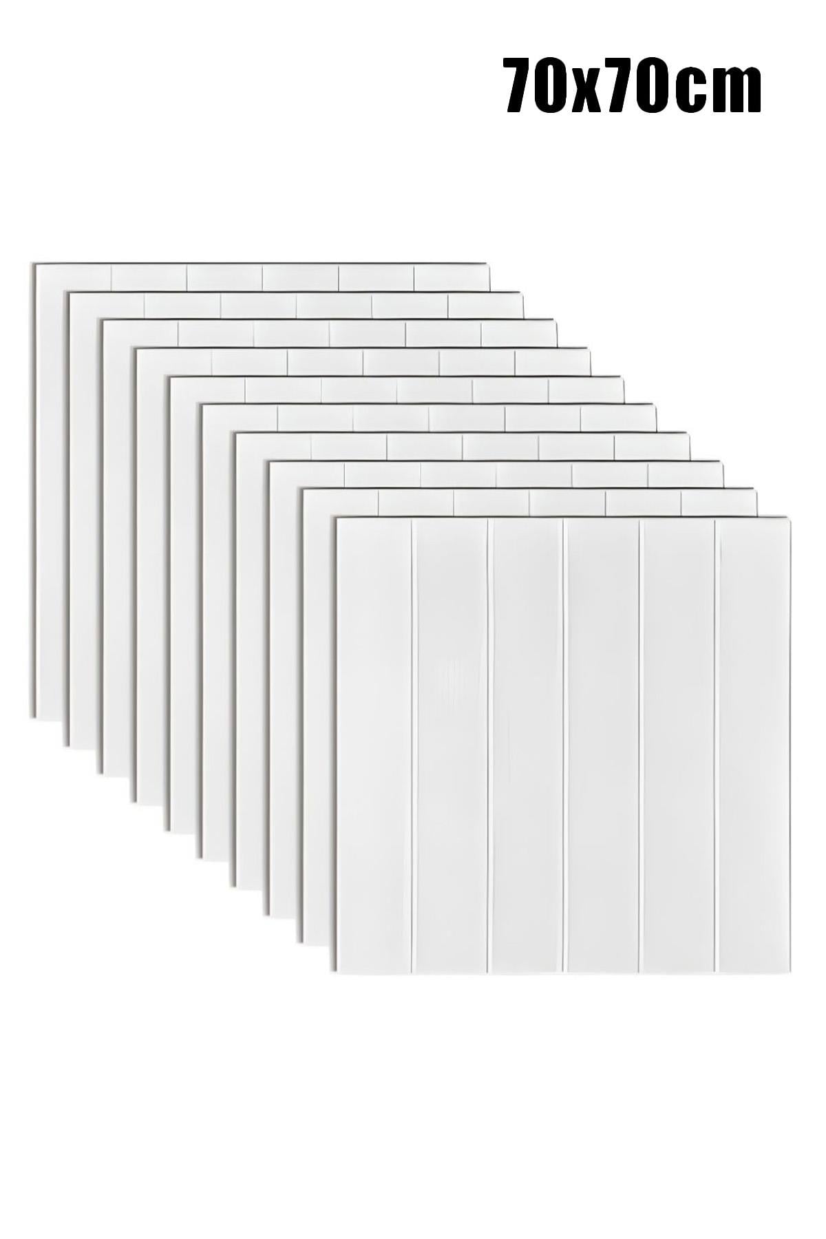 70x70Cm 0,50M² 3d Beyaz Ahşap Lambri Görünüm Kendinden Yapışkanlı Duvar Kağıdı Kaplama Panel Köpük -AD07