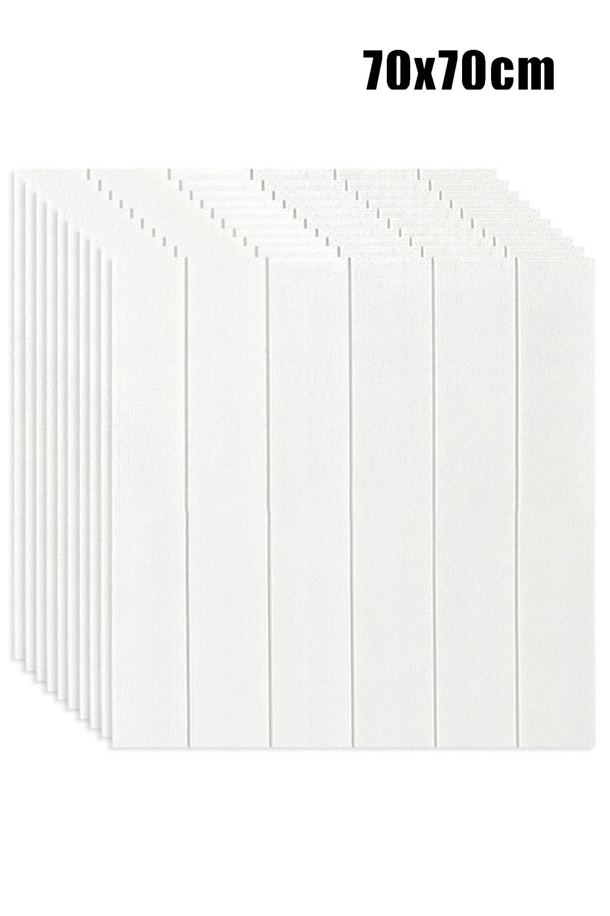 70x70Cm 0,50M² 3d Beyaz Ahşap Lambri Görünüm Kendinden Yapışkanlı Duvar Kağıdı Kaplama Panel Köpük -AD07