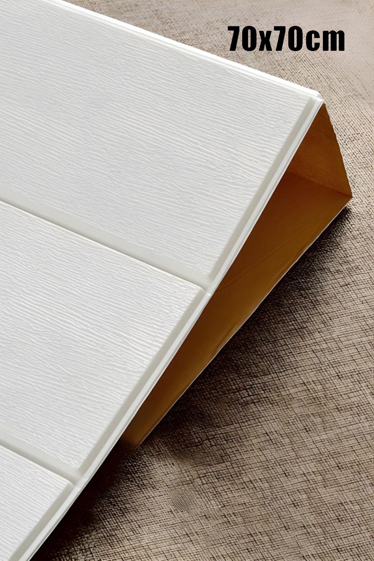 70x70Cm 0,50M² 3d Beyaz Ahşap Lambri Görünüm Kendinden Yapışkanlı Duvar Kağıdı Kaplama Panel Köpük -AD07