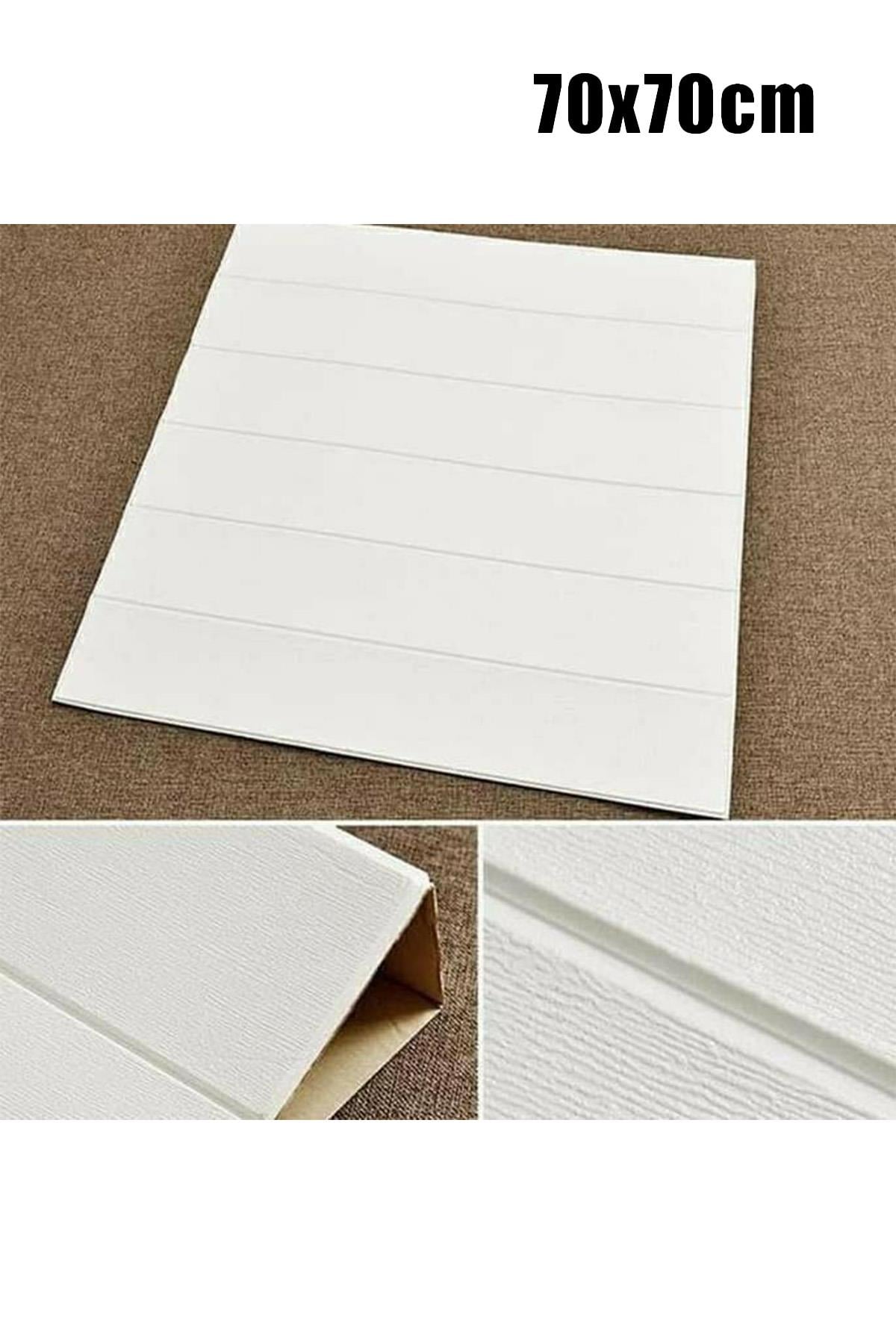 70x70Cm 0,50M² 3d Beyaz Ahşap Lambri Görünüm Kendinden Yapışkanlı Duvar Kağıdı Kaplama Panel Köpük -AD07