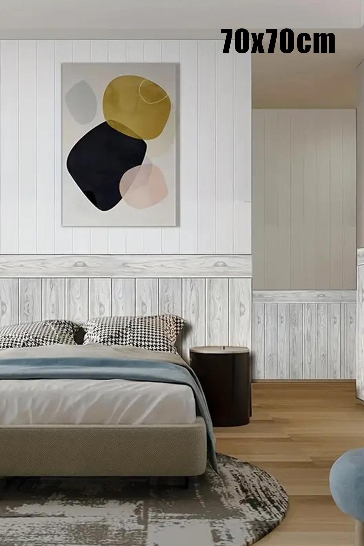 70x70Cm 0,50M² 3d Dekoratif Ahşap Lambri Görünüm Kendinden Yapışkanlı Duvar Kağıdı Kaplama Panel Köpük -AD03