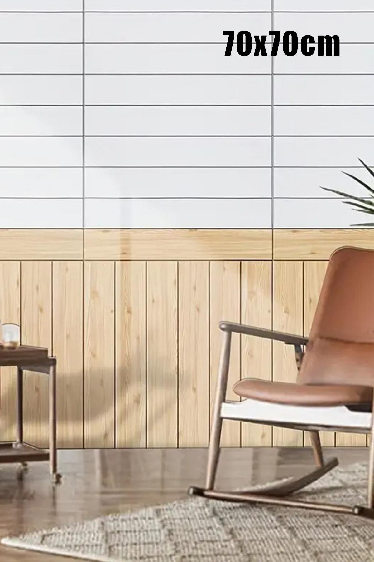 70x70Cm 0,50M² 3d Meşe Ahşap Lambri Görünüm Kendinden Yapışkanlı Duvar Kağıdı Kaplama Panel Köpük -AD05