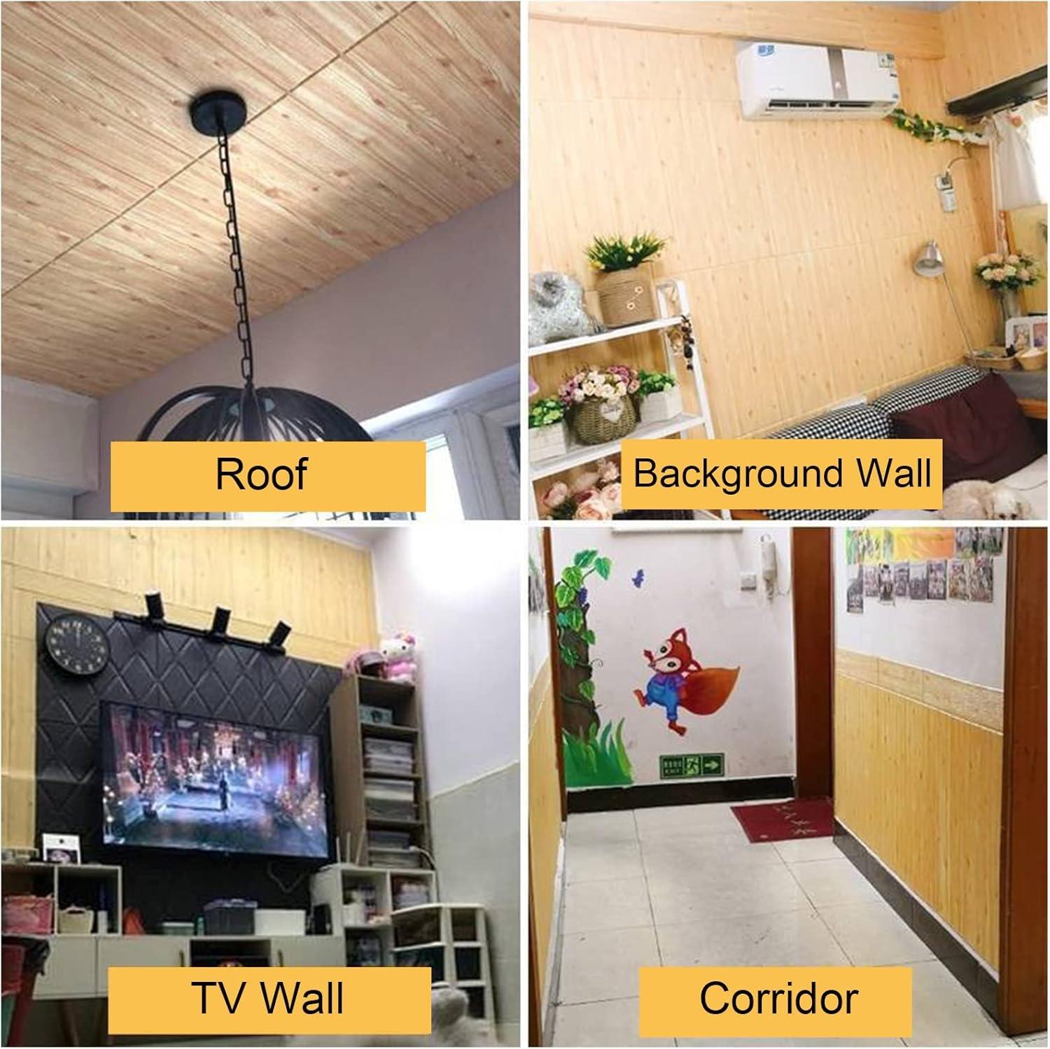 70x70Cm 0,50M² 3d Meşe Ahşap Lambri Görünüm Kendinden Yapışkanlı Duvar Kağıdı Kaplama Panel Köpük -AD05