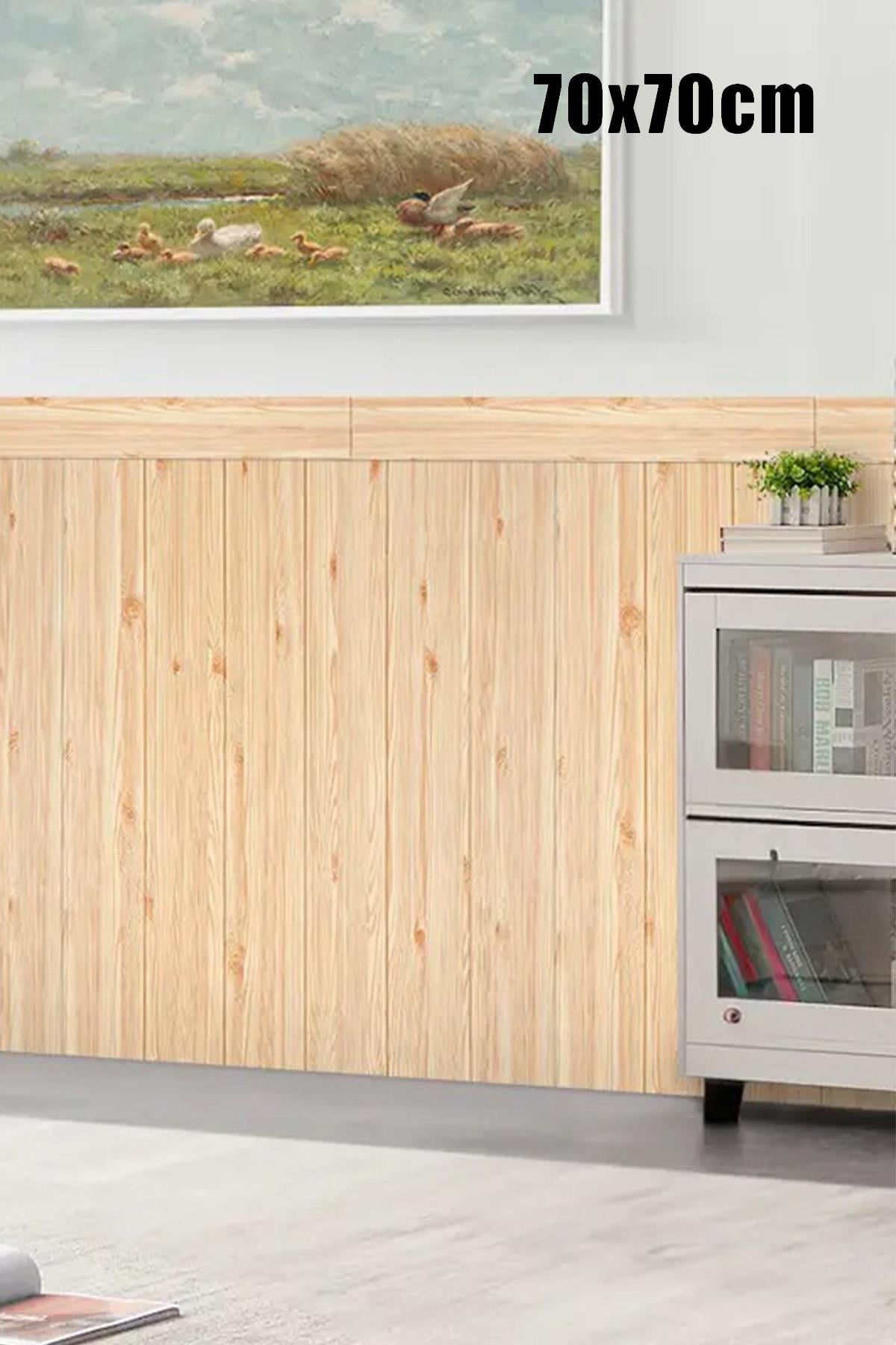 70x70Cm 0,50M² 3d Meşe Ahşap Lambri Görünüm Kendinden Yapışkanlı Duvar Kağıdı Kaplama Panel Köpük -AD05