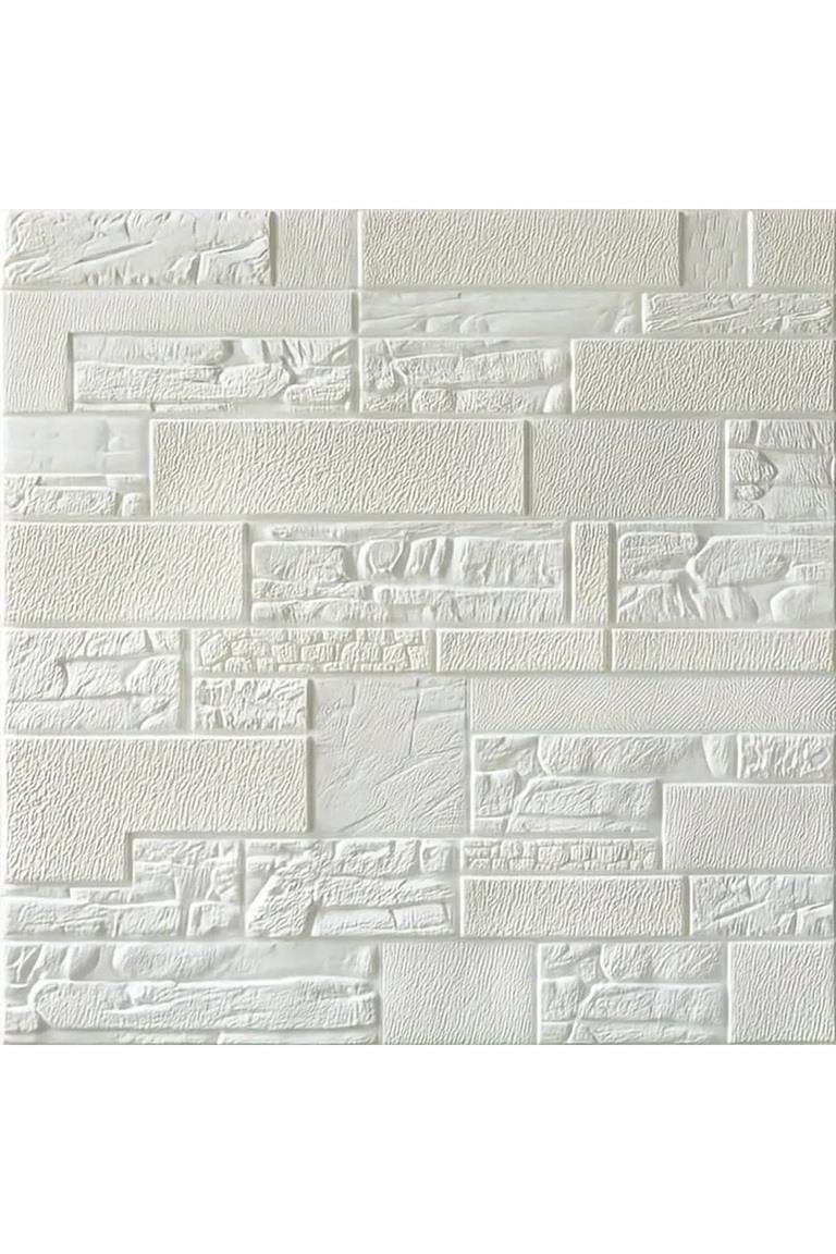 70x70cm 0,50M² Beyaz 3d Dekoratif Kendinden Yapışkanlı Taş Ev Tuğla Kesme Taş Köpük Duvar 3105