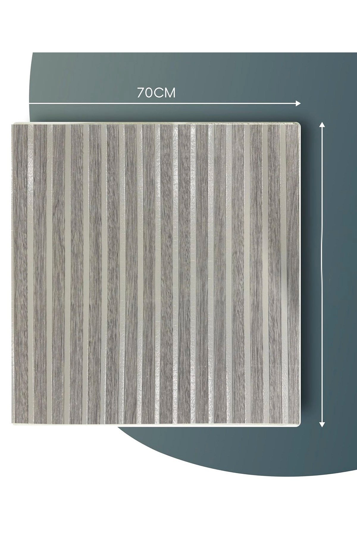 70x70cm 0,50M² Gümüş Gri Lambri Panel Ahşap Duvar Çıtası Desenli Gümüş Gri Kendinden Yapışkanlı Akustik Duvar Paneli Köpük -1406