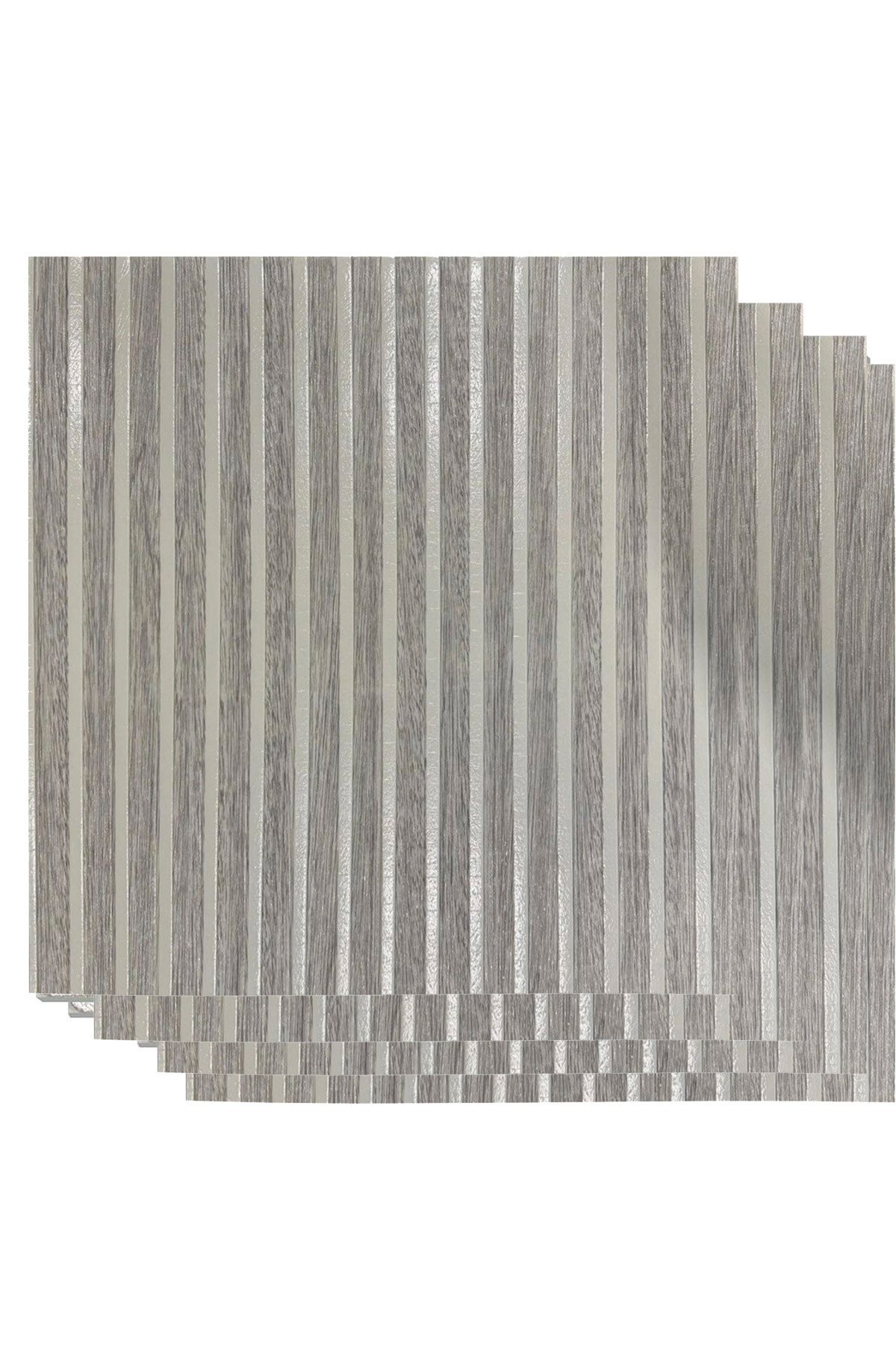 70x70cm 0,50M² Gümüş Gri Lambri Panel Ahşap Duvar Çıtası Desenli Gümüş Gri Kendinden Yapışkanlı Akustik Duvar Paneli Köpük -1406