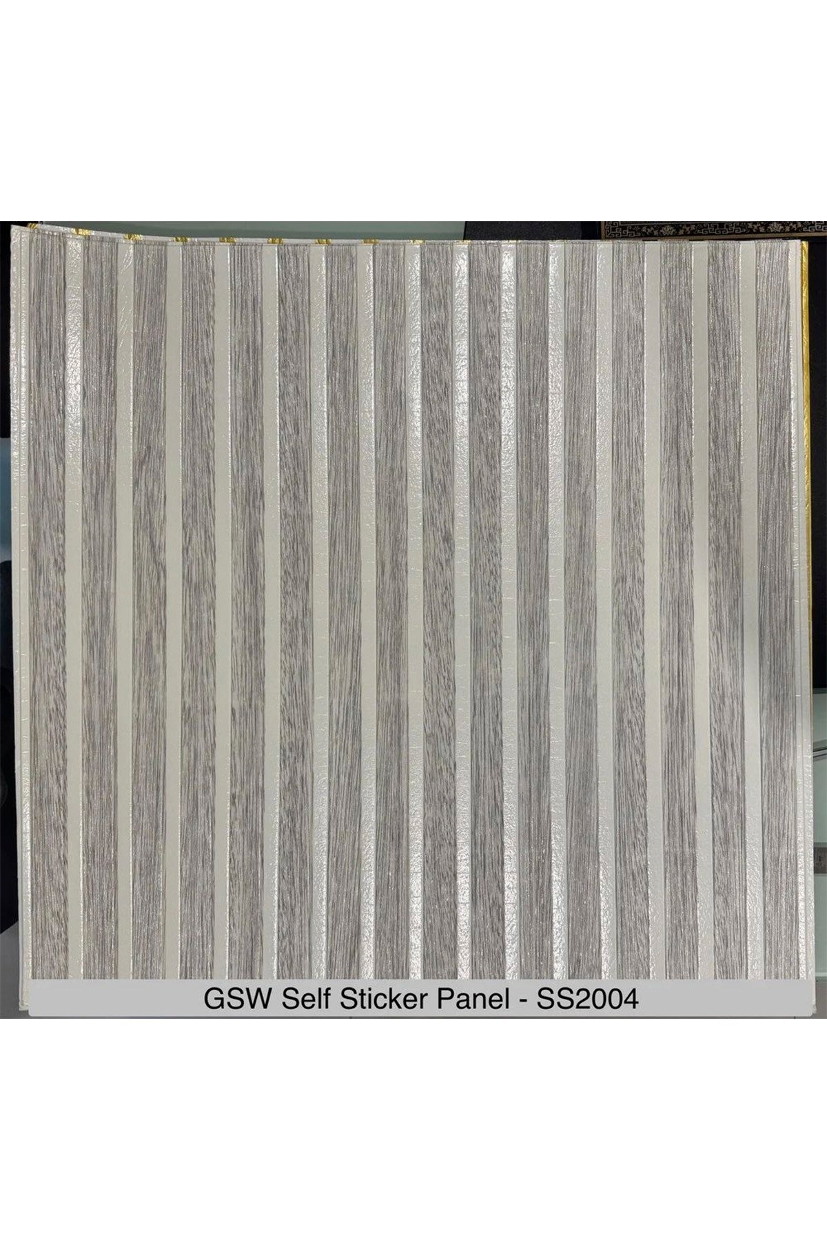 70x70cm 0,50M² Gümüş Gri Lambri Panel Ahşap Duvar Çıtası Desenli Gümüş Gri Kendinden Yapışkanlı Akustik Duvar Paneli Köpük -1406