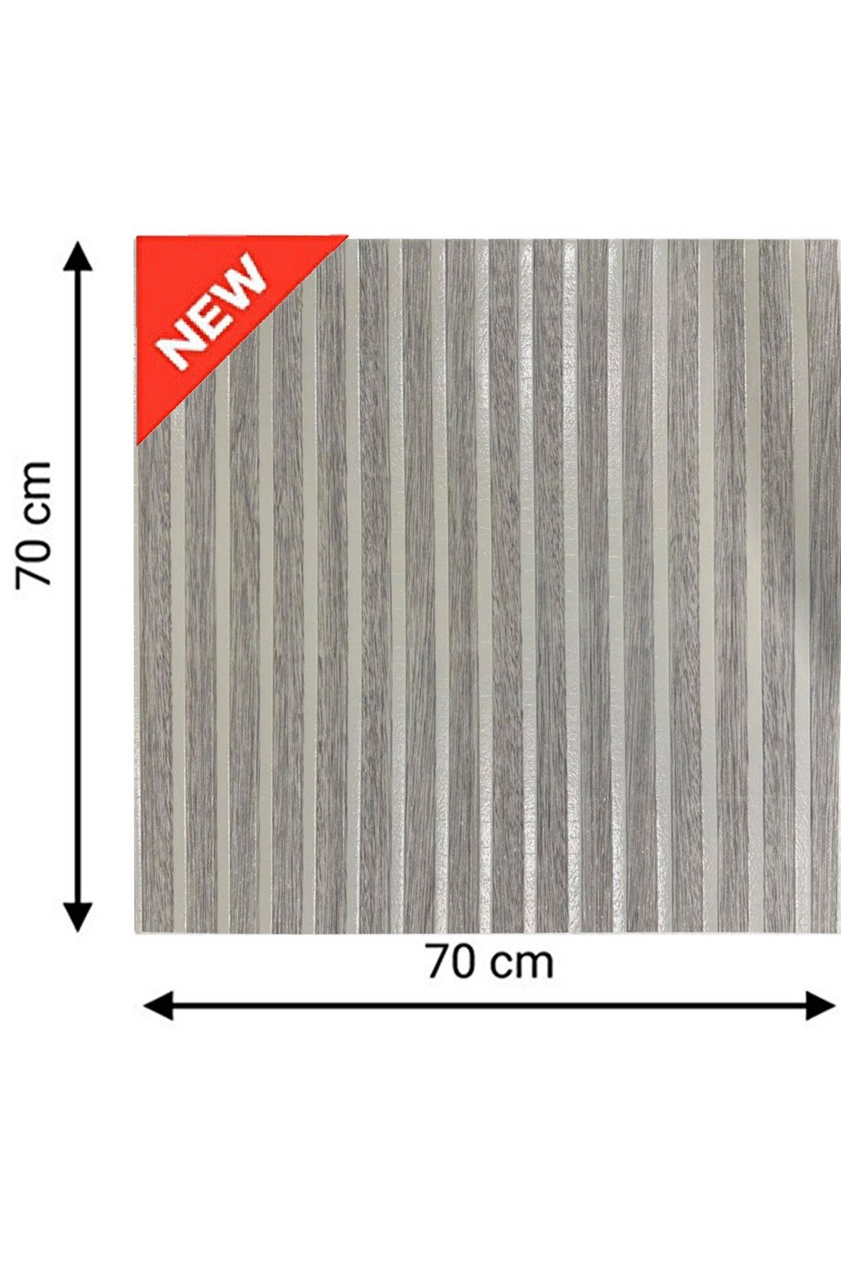 70x70cm 0,50M² Gümüş Gri Lambri Panel Ahşap Duvar Çıtası Desenli Gümüş Gri Kendinden Yapışkanlı Akustik Duvar Paneli Köpük -1406