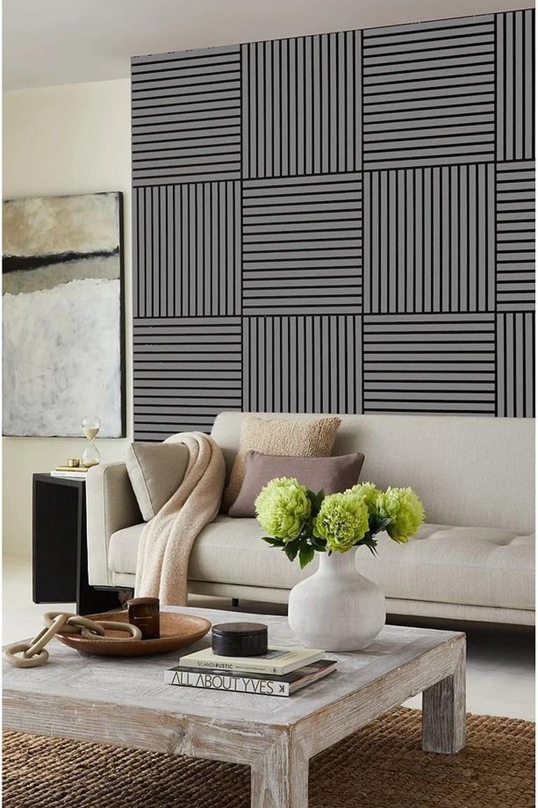 70x70cm 0,50M² Lambri Panel Ahşap Duvar Çıtası Desenli Kendinden Yapışkanlı Akustik Duvar 1402