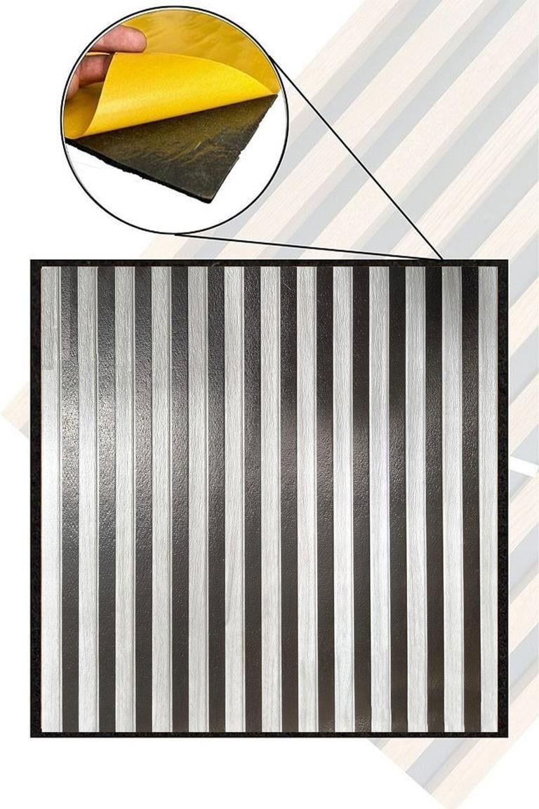 70x70cm 0,50M² Lambri Panel Ahşap Duvar Çıtası Desenli Kendinden Yapışkanlı Akustik Duvar 1402