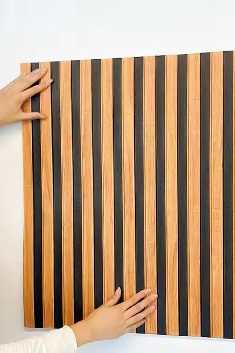 70x70cm 0,50M² Lambri Panel Ahşap Duvar Çıtası Desenli Kendinden Yapışkanlı Akustik Duvar 1401