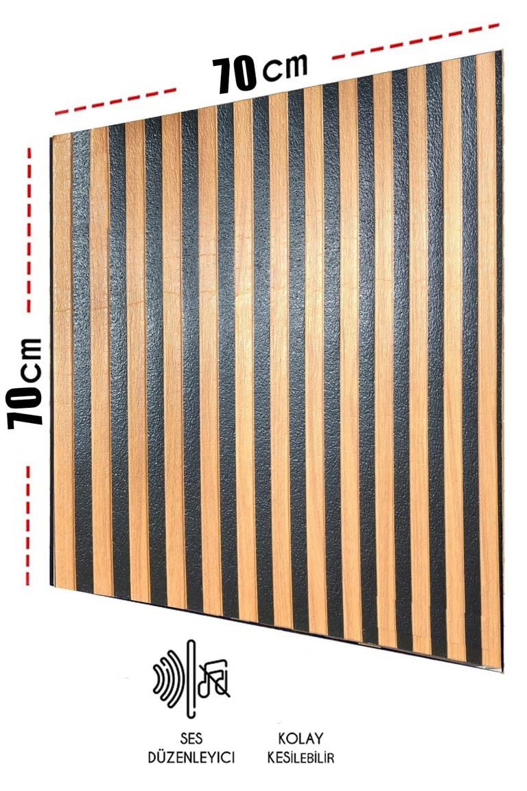 70x70cm 0,50M² Lambri Panel Ahşap Duvar Çıtası Desenli Kendinden Yapışkanlı Akustik Duvar 1401