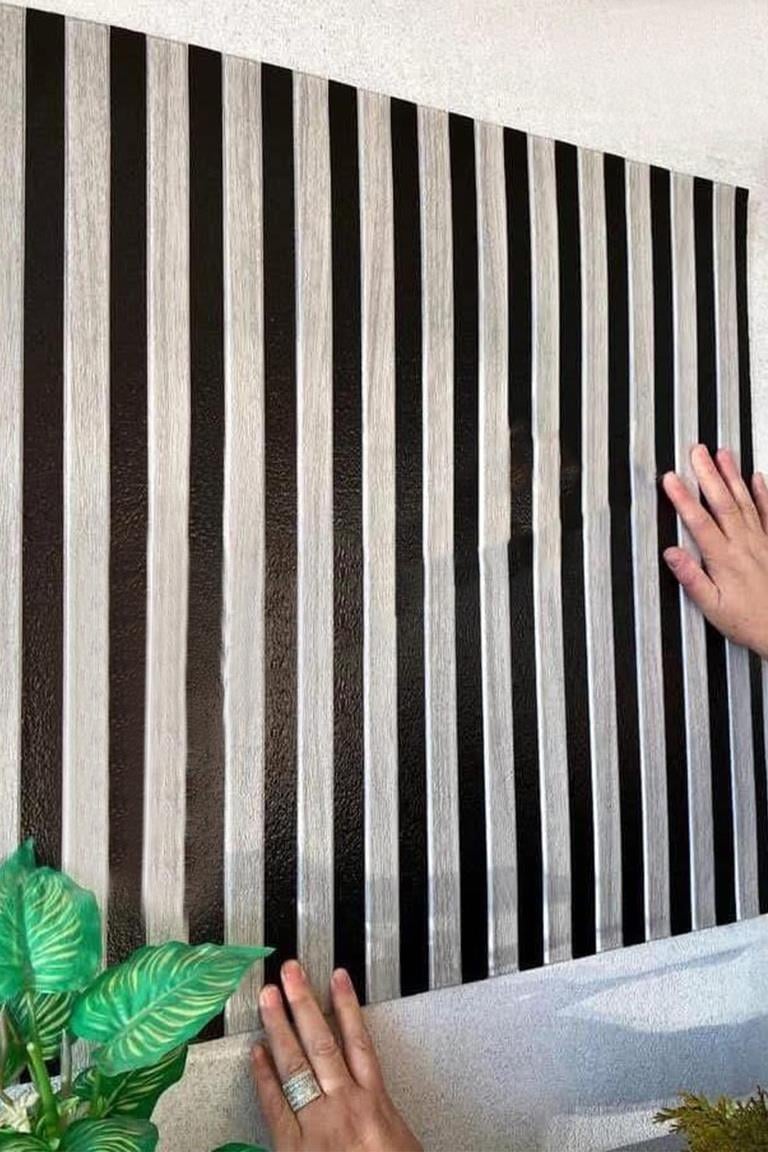 70x70cm 0,50M² Lambri Panel Ahşap Duvar Çıtası Desenli Kendinden Yapışkanlı Akustik Duvar 1402