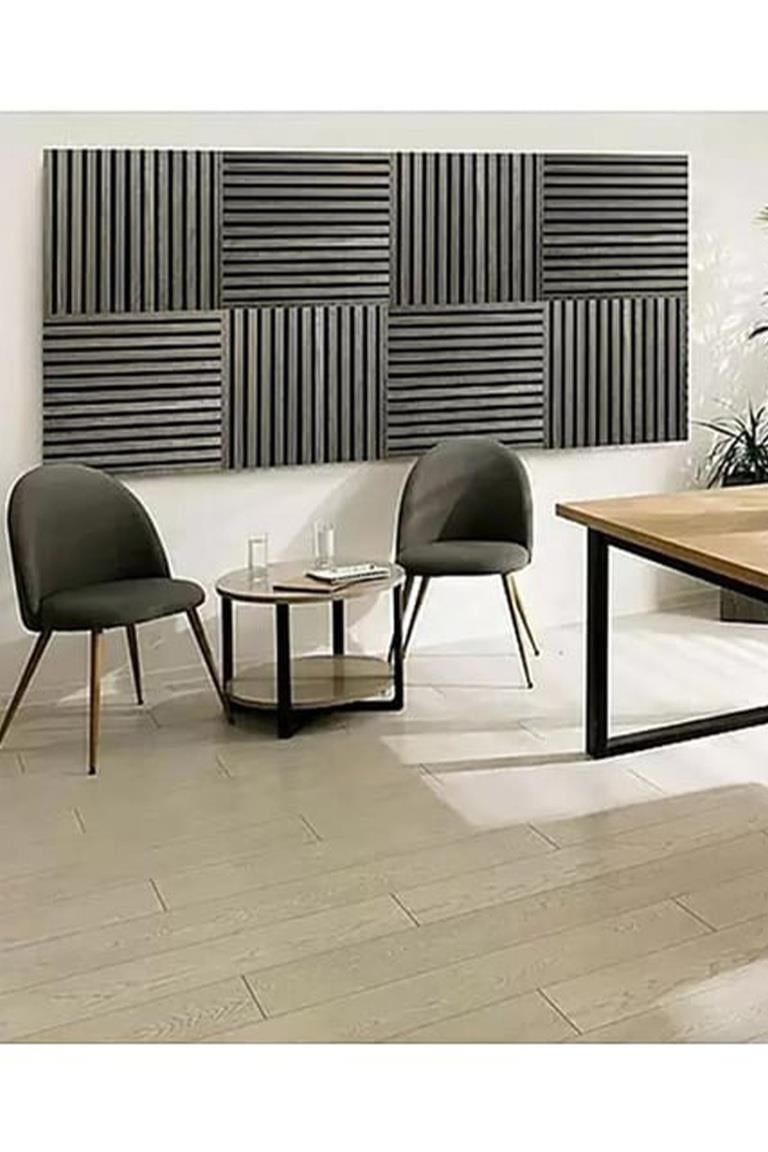 70x70cm 0,50M² Lambri Panel Ahşap Duvar Çıtası Desenli Kendinden Yapışkanlı Akustik Duvar 1402