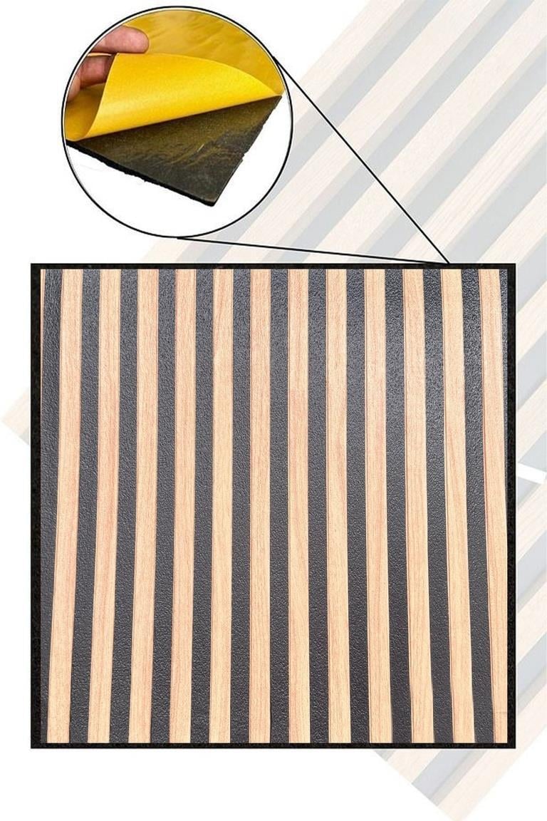 70x70cm 0,50M² Lambri Panel Ahşap Duvar Çıtası Desenli Kendinden Yapışkanlı Akustik Duvar -1403