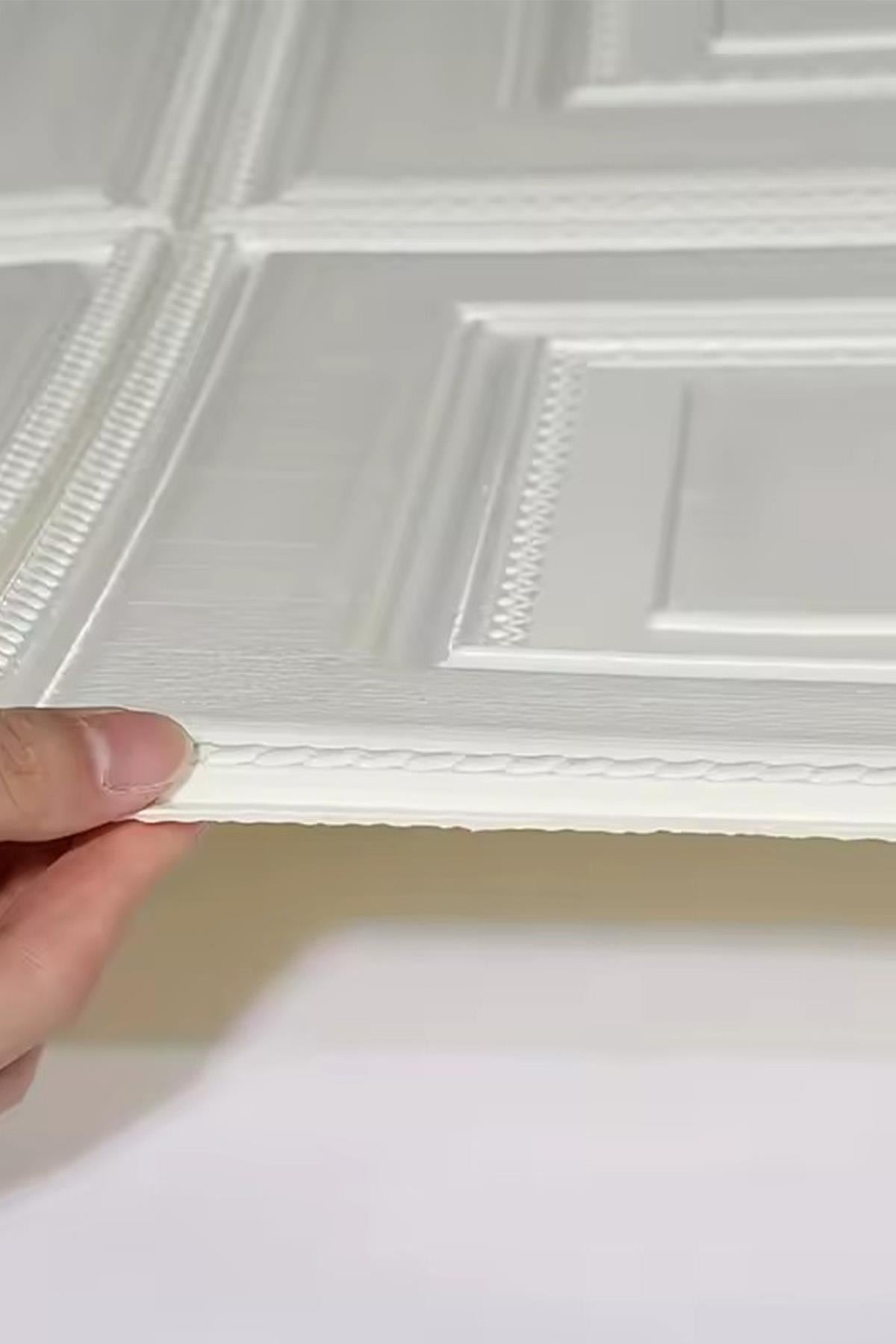 70x70cm Beyaz 3d Dekoratif Kendinden Yapışkanlı Köpük Duvar Kaplama Paneli-3150-Tavan Kaplama Köpüğü