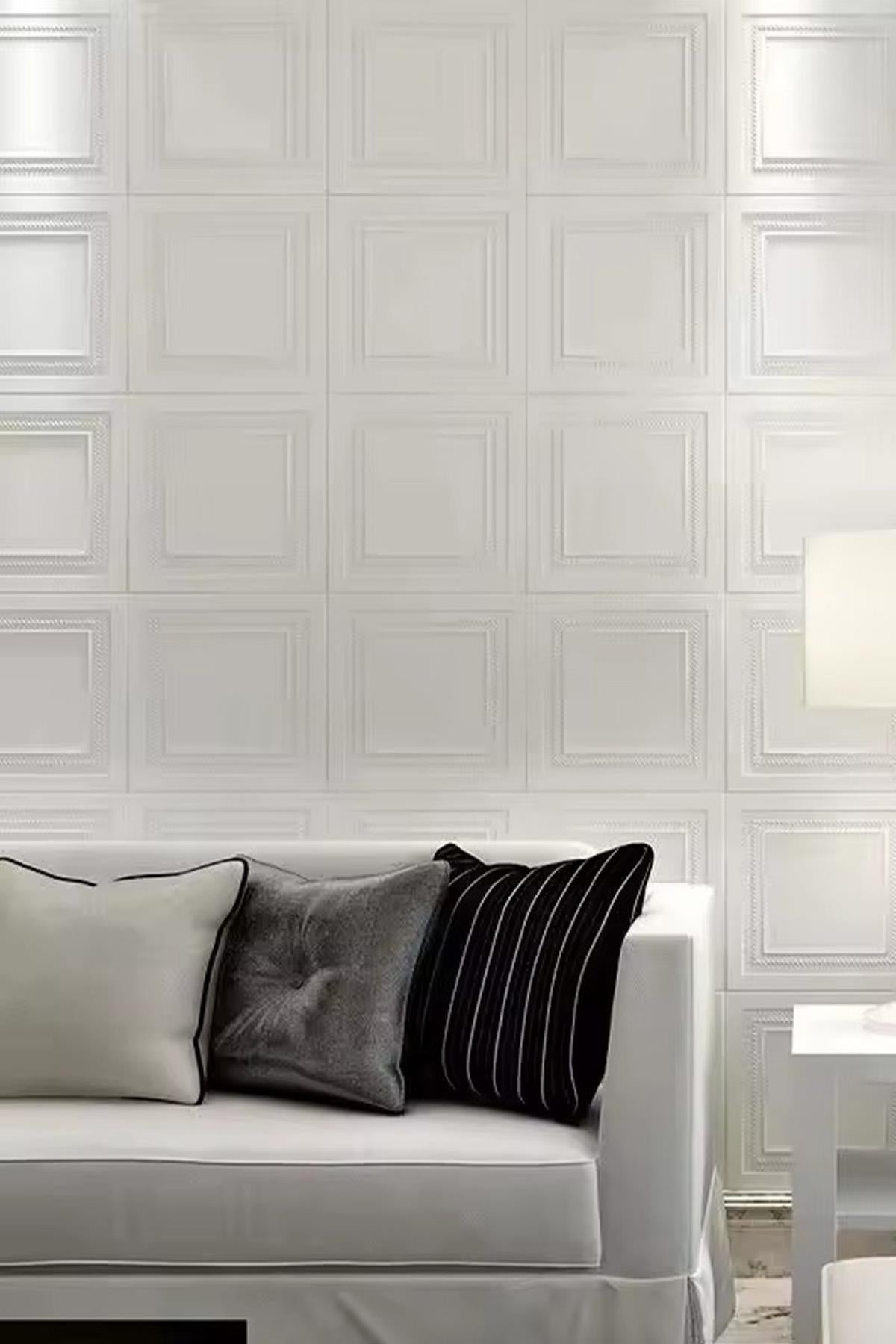 70x70cm Beyaz 3d Dekoratif Kendinden Yapışkanlı Köpük Duvar Kaplama Paneli-3150-Tavan Kaplama Köpüğü