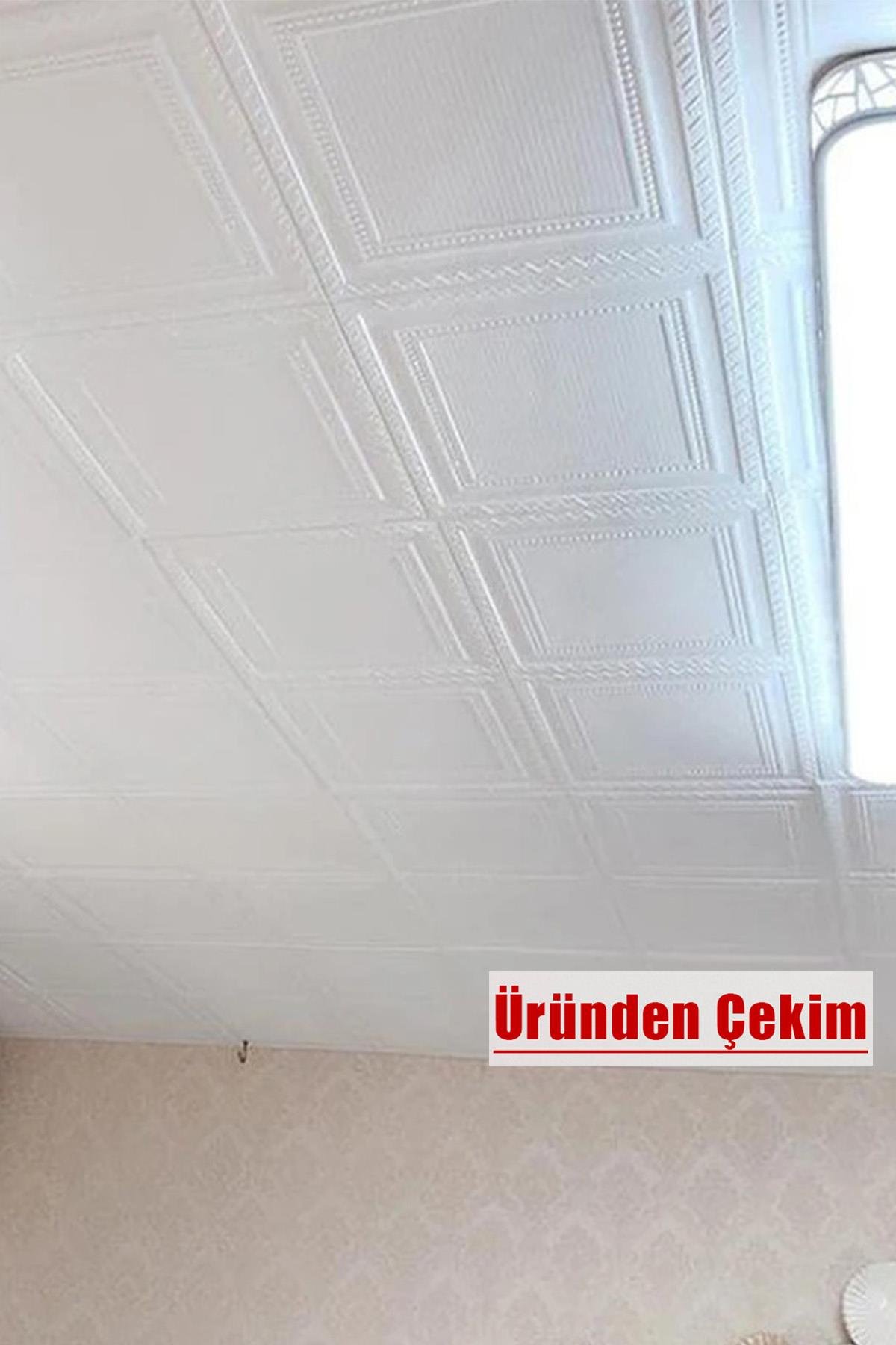 70x70cm Beyaz 3d Dekoratif Kendinden Yapışkanlı Köpük Duvar Kaplama Paneli-3150-Tavan Kaplama Köpüğü