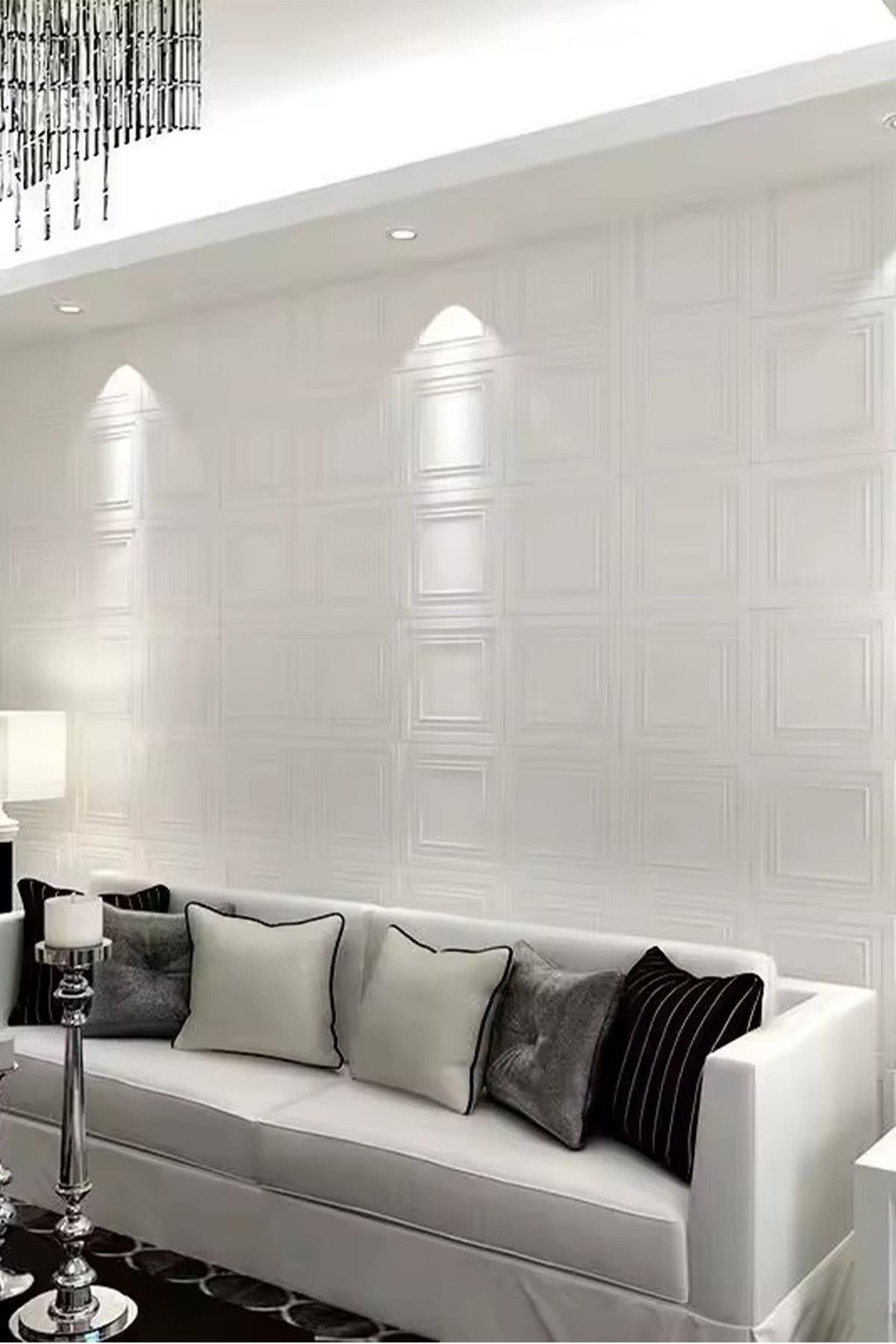 70x70cm Beyaz 3d Dekoratif Kendinden Yapışkanlı Köpük Duvar Kaplama Paneli-3150-Tavan Kaplama Köpüğü