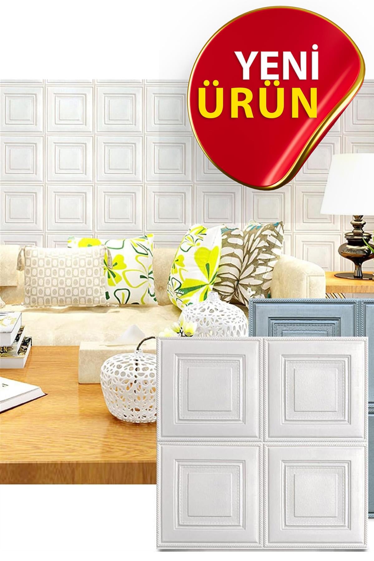 70x70cm Beyaz 3d Dekoratif Kendinden Yapışkanlı Köpük Duvar Kaplama Paneli-3150-Tavan Kaplama Köpüğü
