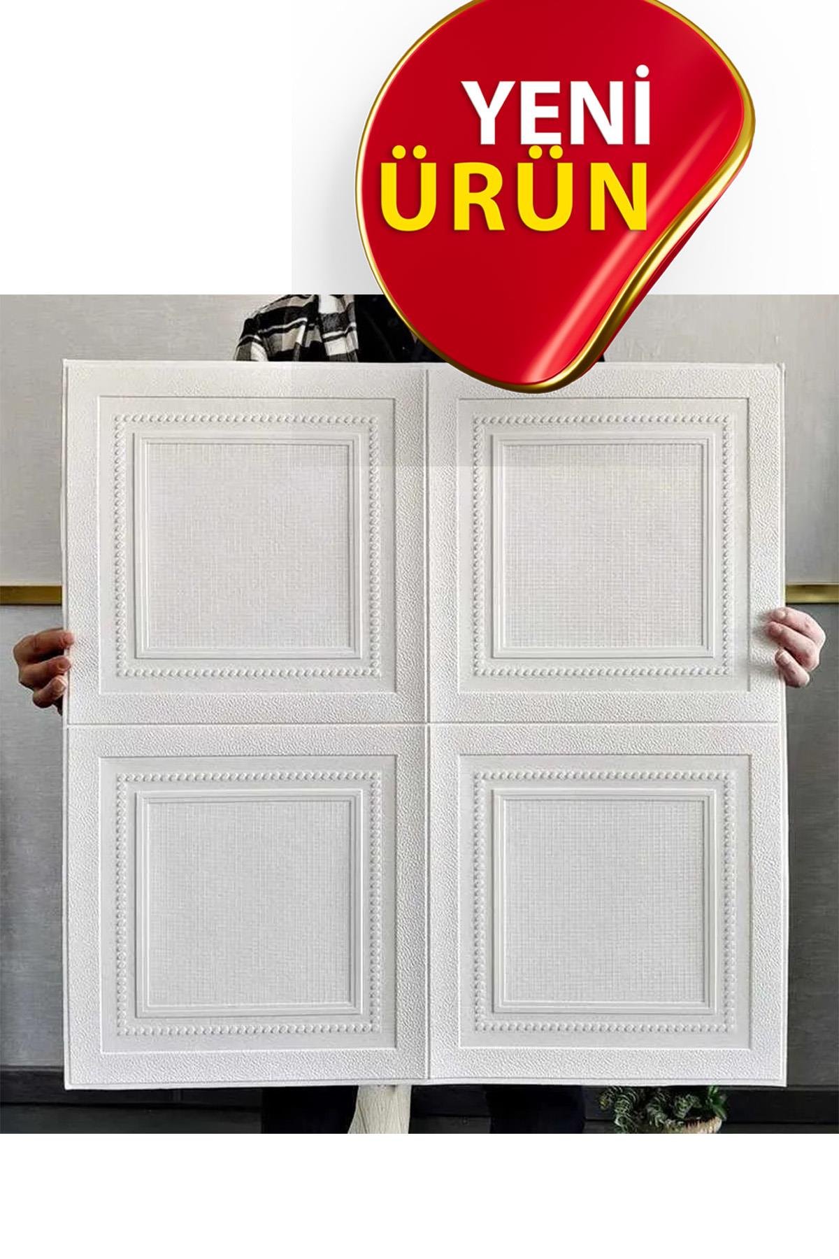 70x70cm Beyaz 3d Dekoratif Kendinden Yapışkanlı Köpük Duvar Kaplama Paneli-3150-Tavan Kaplama Köpüğü