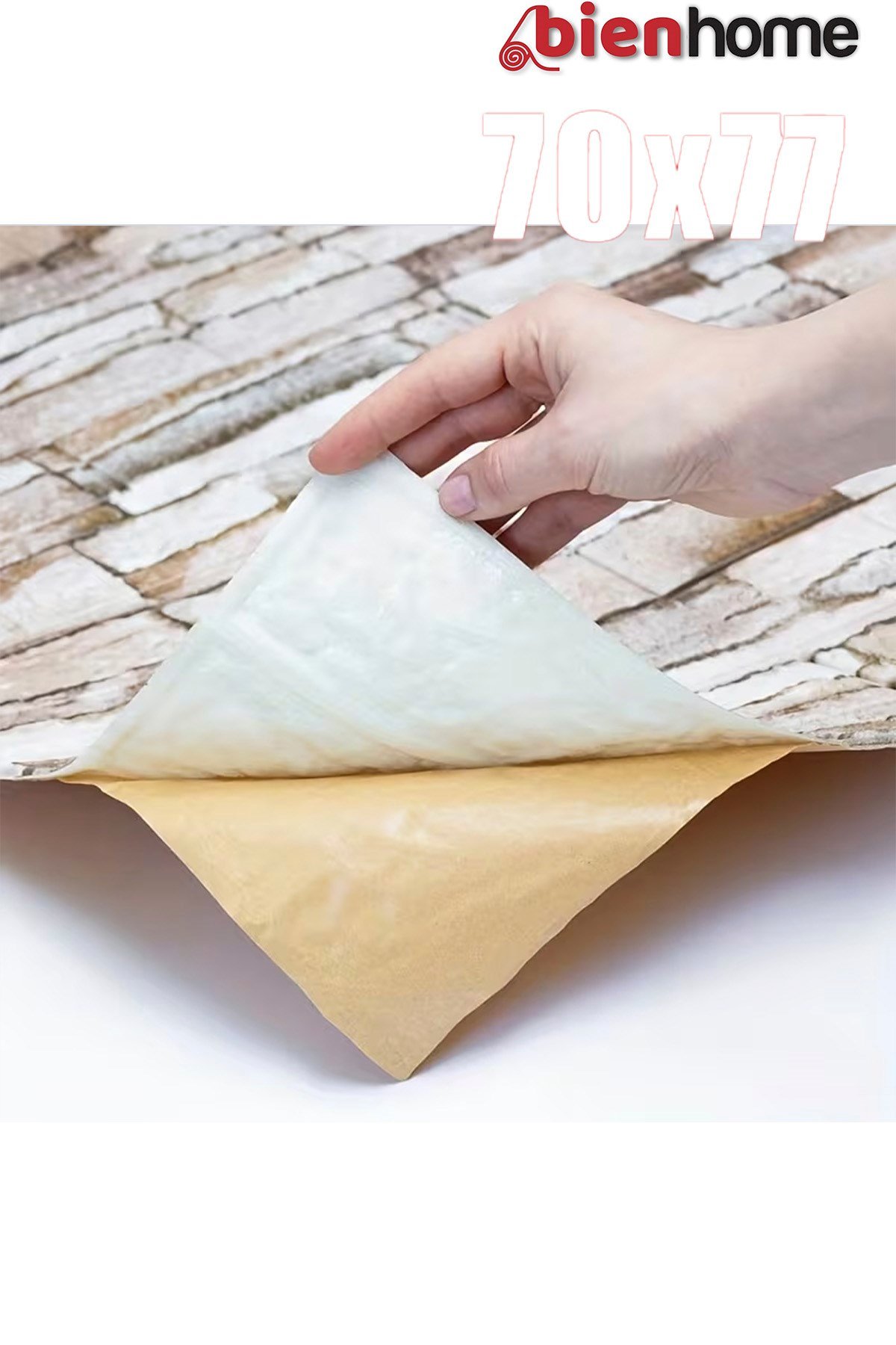 70x77 Cm Açık Kahve 0,54M² 3d Kendinden Yapışkanlı Tuğla Duvar Kağıdı Kaplama Panel Köpük Antik Köpük Duvar Paneli-FC26