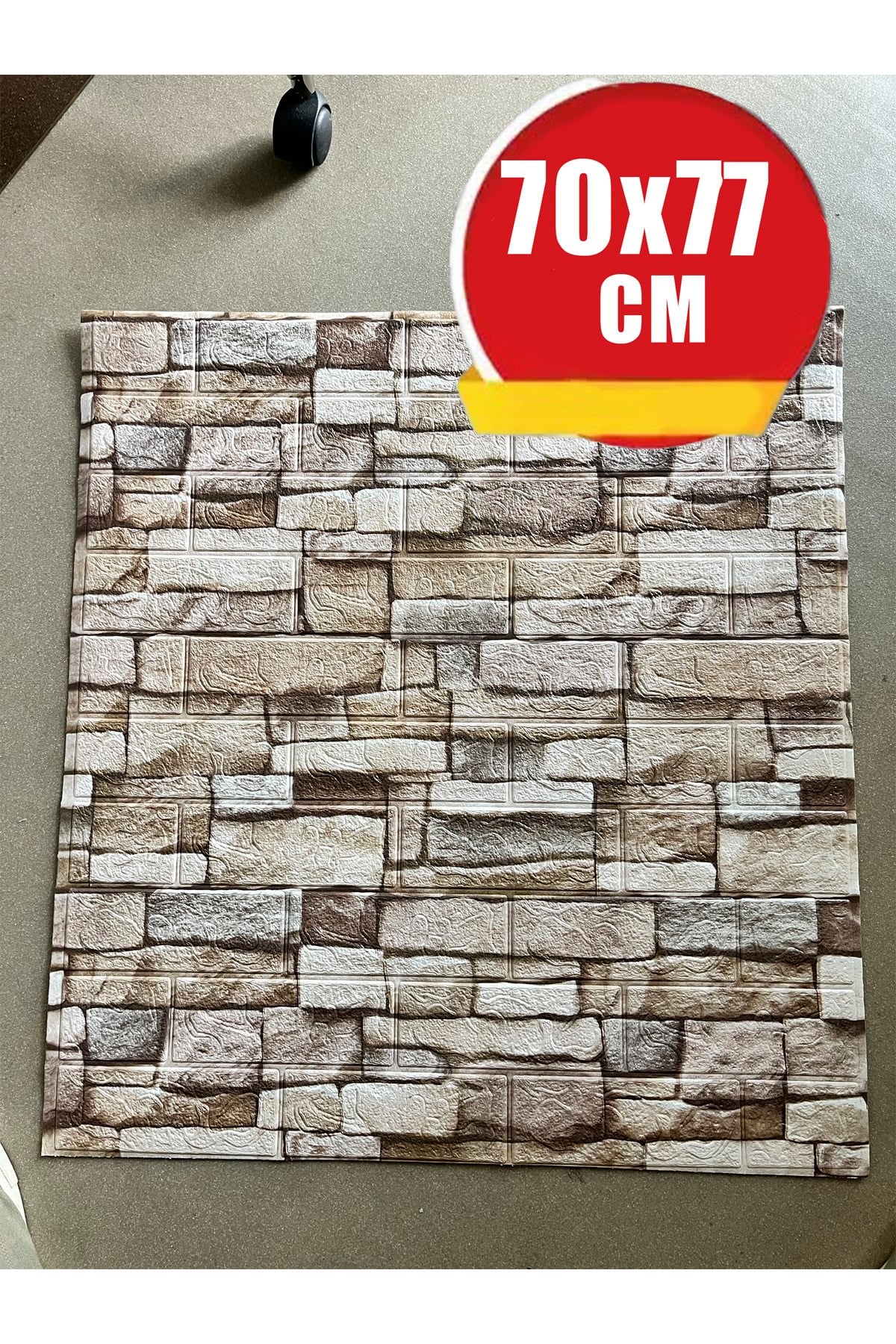 70x77 Cm Açık Kahve 0,54M² 3d Kendinden Yapışkanlı Tuğla Duvar Kağıdı Kaplama Panel Köpük Antik Köpük Duvar Paneli-FC26