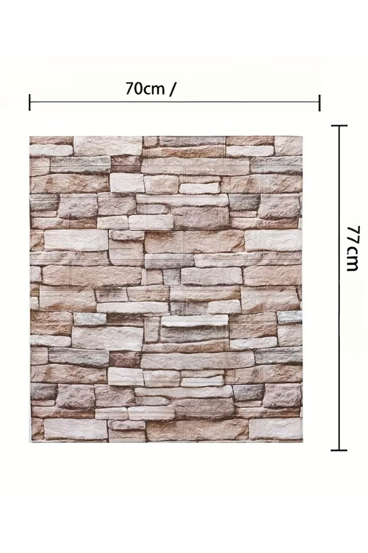 70x77 Cm Açık Kahve 0,54M² 3d Kendinden Yapışkanlı Tuğla Duvar Kağıdı Kaplama Panel Köpük Antik Köpük Duvar Paneli-FC26