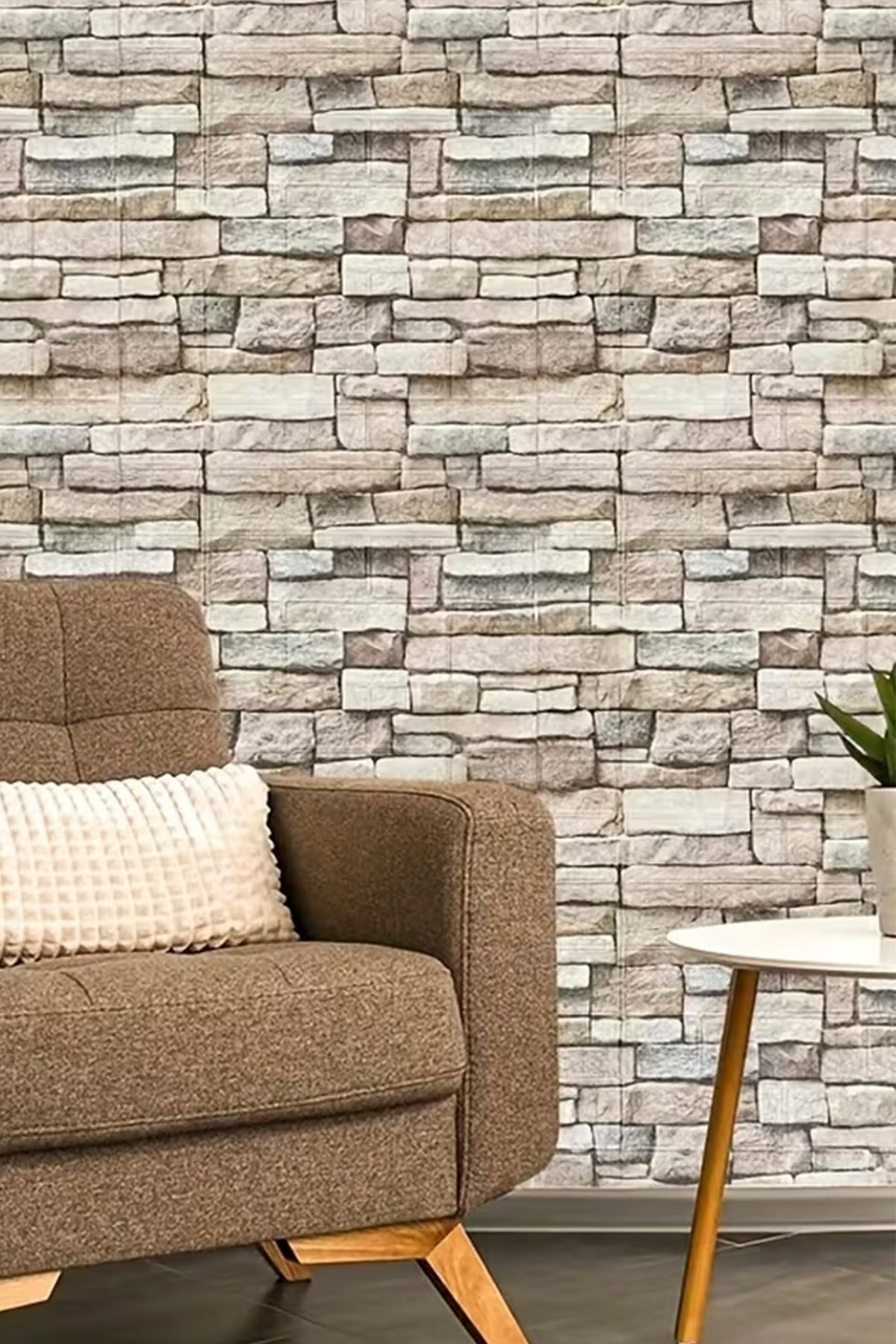 70x77 Cm Açık Kahve 0,54M² 3d Kendinden Yapışkanlı Tuğla Duvar Kağıdı Kaplama Panel Köpük Antik Köpük Duvar Paneli-FC26