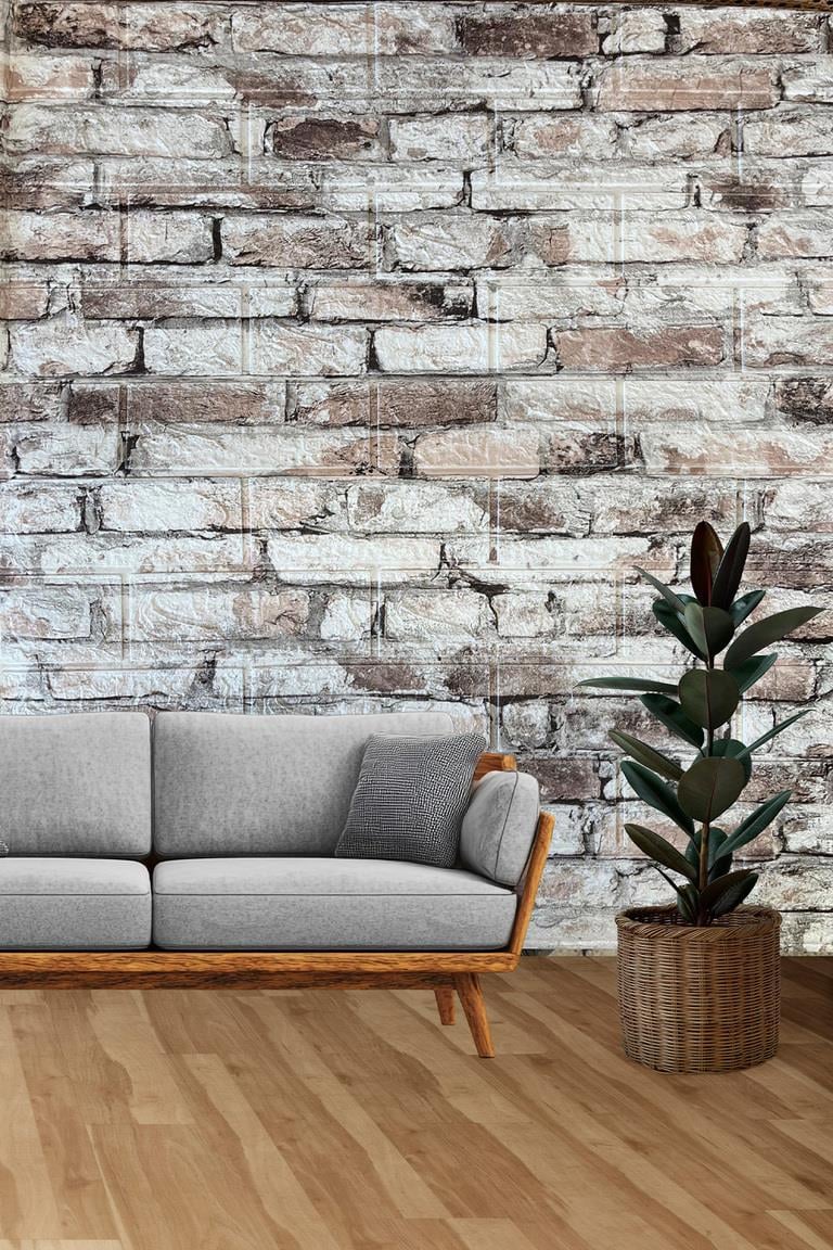 70x77 Cm Beyaz 0,54M² 3d Kendinden Yapışkanlı Tuğla Duvar Kağıdı Kaplama Panel Köpük-FC83