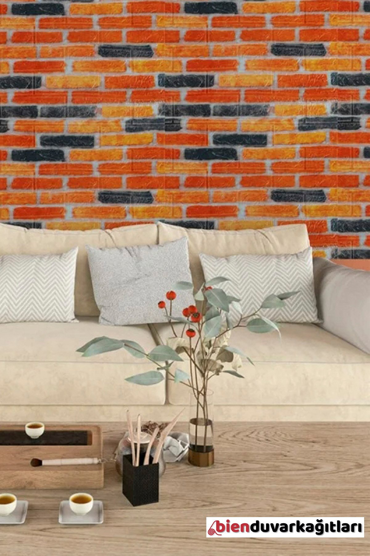 70x77 Cm Beyaz 0,54M² 3d Kendinden Yapışkanlı Renkli Tuğla Duvar Kağıdı Kaplama Panel Köpük-FC06