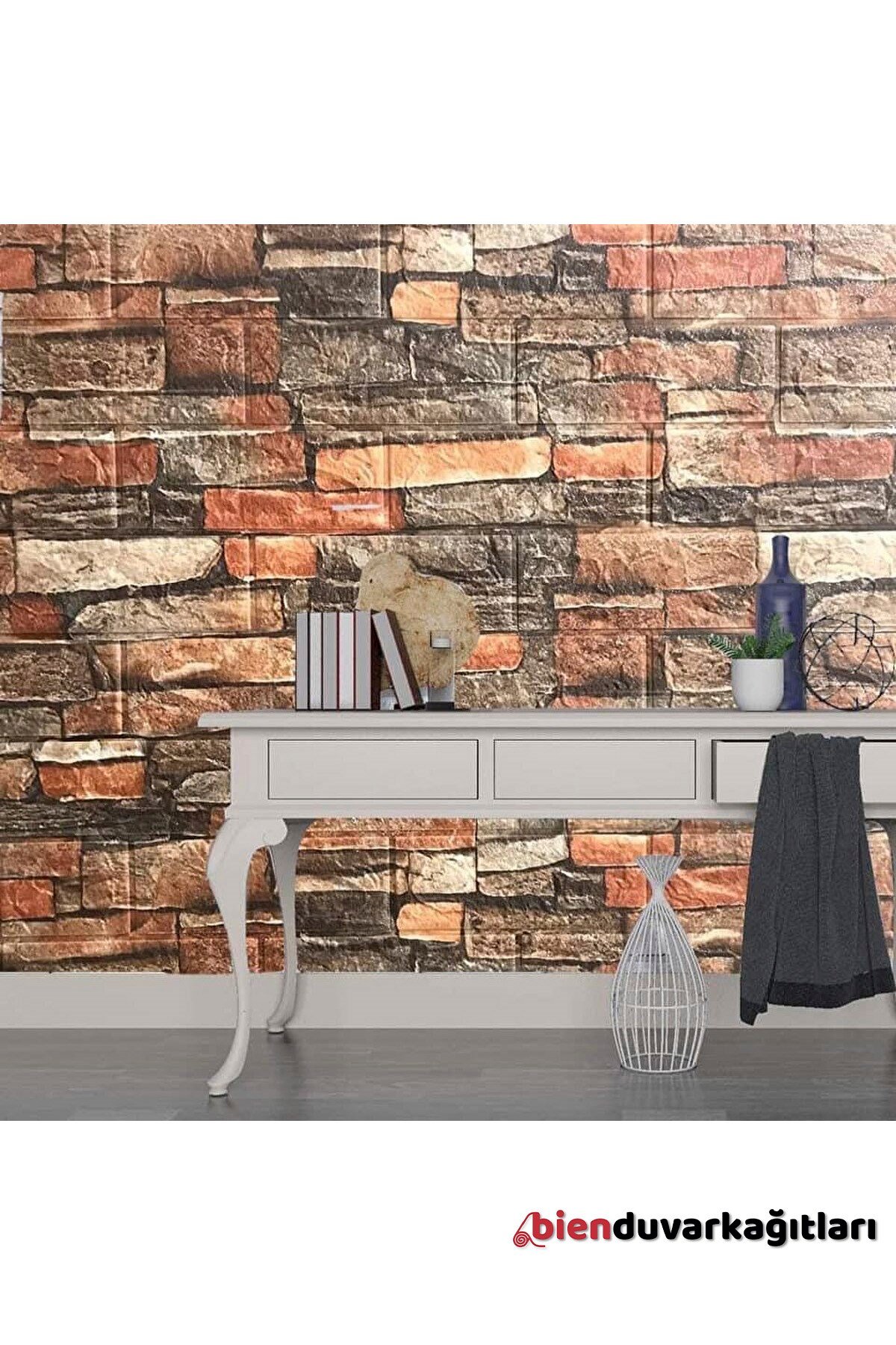 70x77 Cm Beyaz 0,54M² 3d Kendinden Yapışkanlı Renkli Antik Tuğla Duvar Kağıdı Kaplama Panel Köpük-FC24