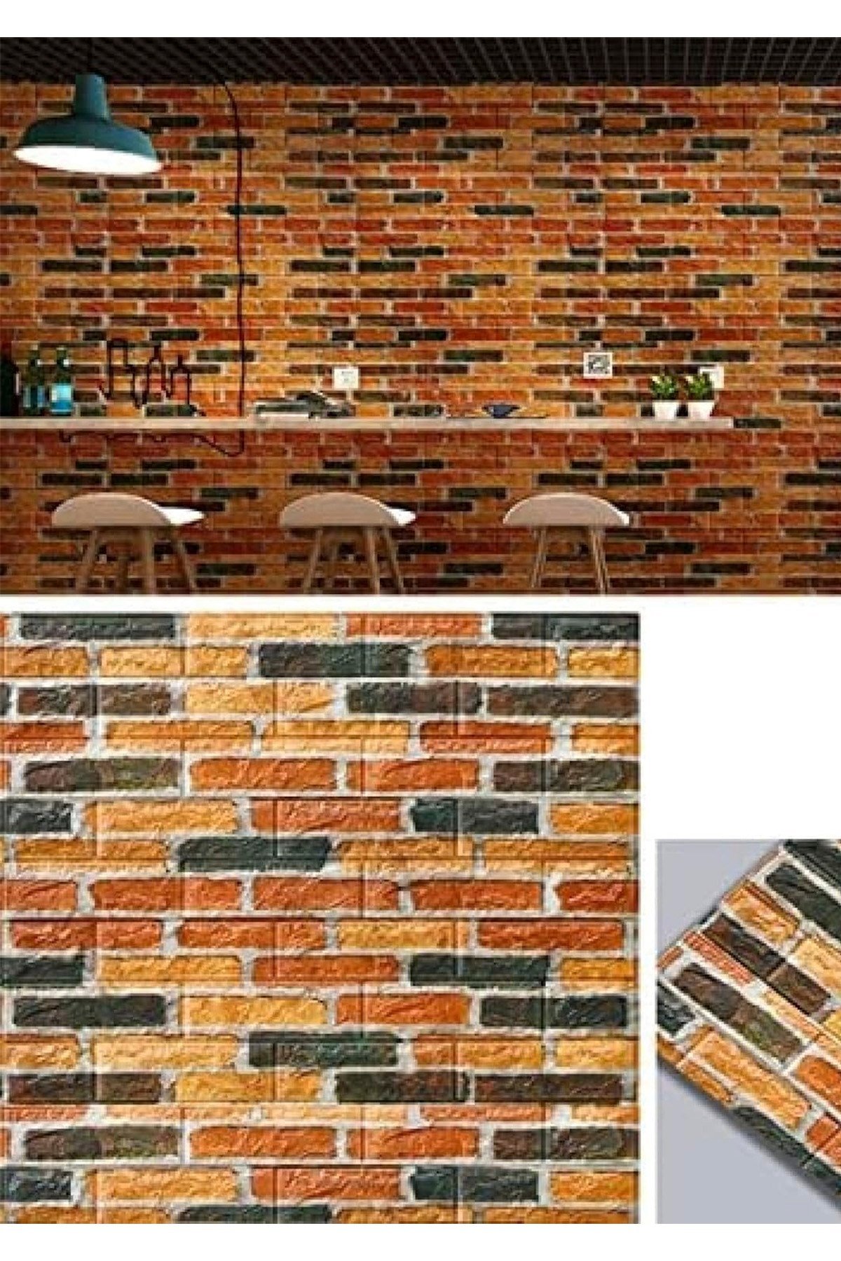 70x77 Cm Beyaz 0,54M² 3d Kendinden Yapışkanlı Renkli Tuğla Duvar Kağıdı Kaplama Panel Köpük-FC06