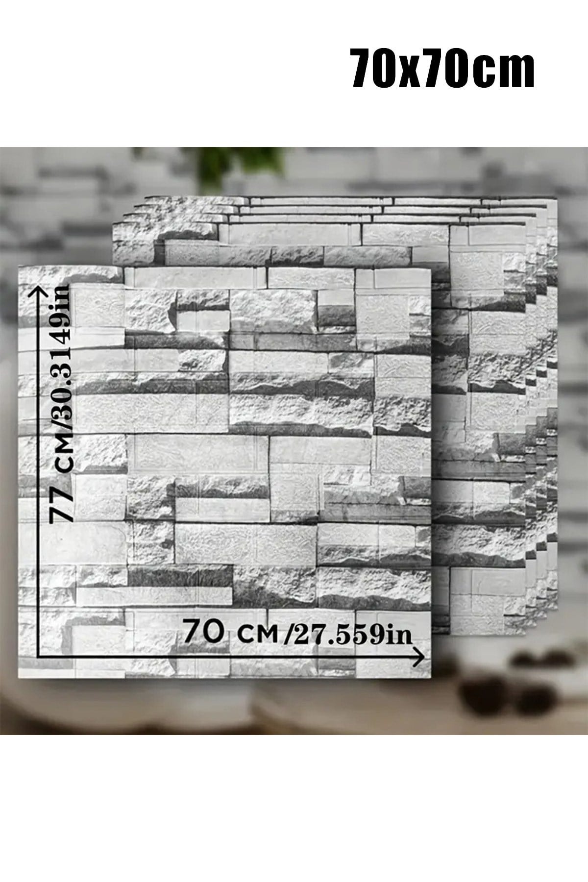 70x77 Cm Beyaz 0,54M² 3d Kendinden Yapışkanlı Tuğla Duvar Kağıdı Kaplama Panel Köpük-FC72