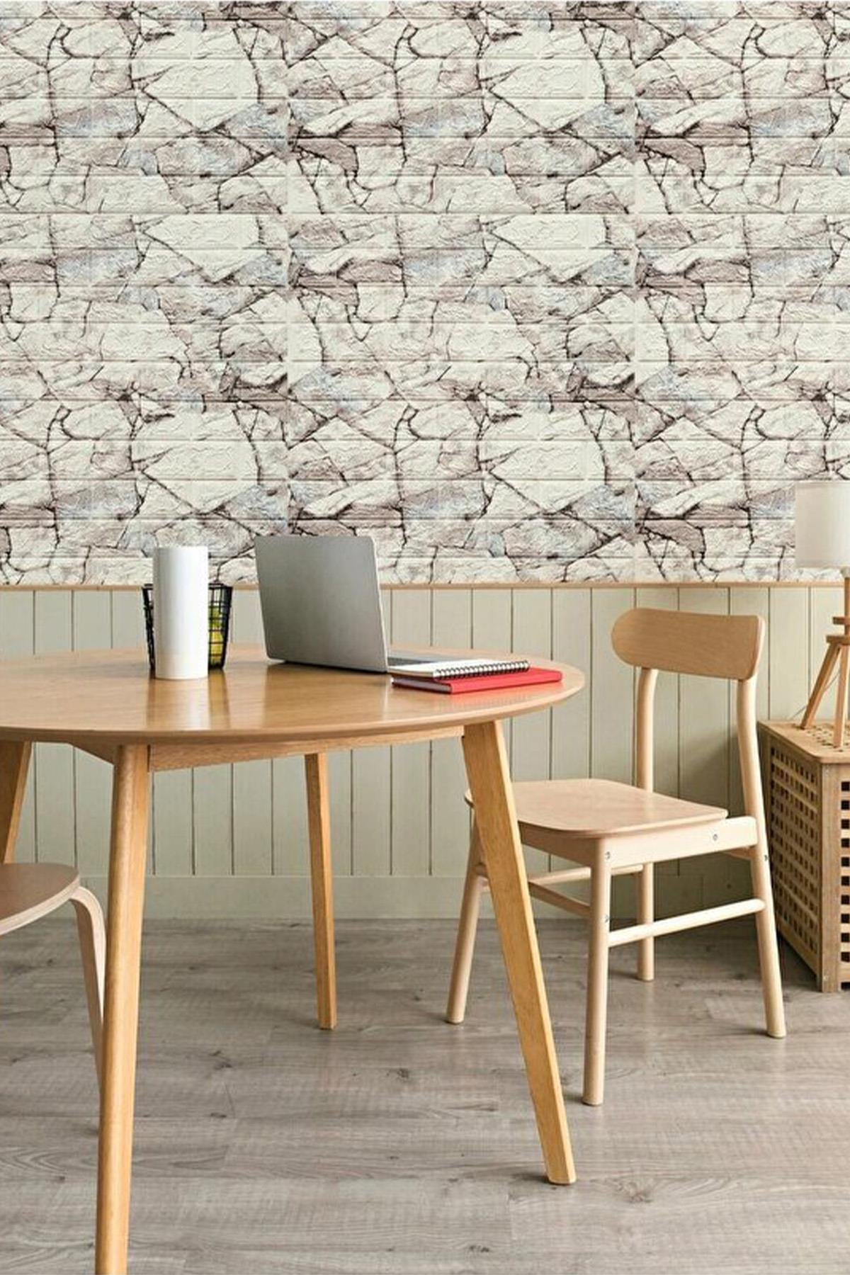 70x77 Cm Beyaz 0,54M² 3d Kendinden Yapışkanlı Tuğla Duvar Kağıdı Kaplama Panel Köpük FC84