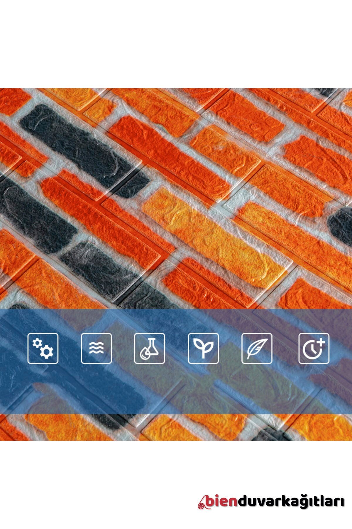 70x77 Cm Beyaz 0,54M² 3d Kendinden Yapışkanlı Renkli Tuğla Duvar Kağıdı Kaplama Panel Köpük-FC06