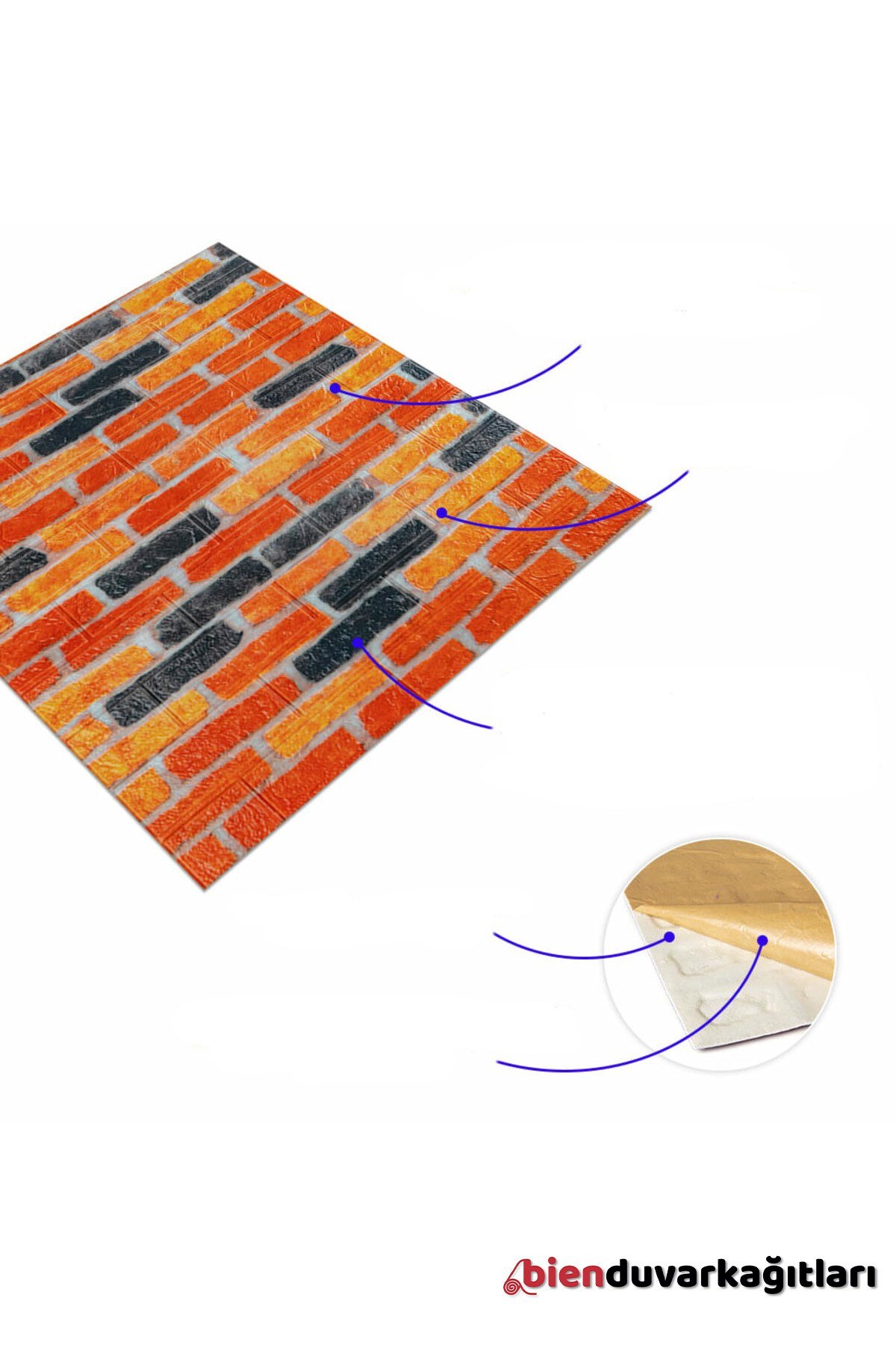 70x77 Cm Beyaz 0,54M² 3d Kendinden Yapışkanlı Renkli Tuğla Duvar Kağıdı Kaplama Panel Köpük-FC06