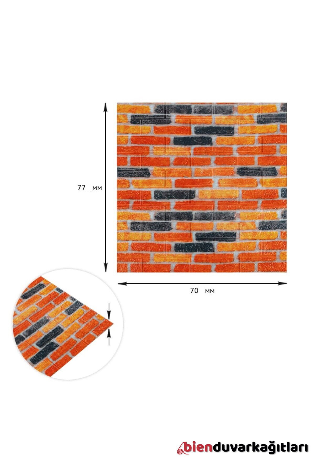 70x77 Cm Beyaz 0,54M² 3d Kendinden Yapışkanlı Renkli Tuğla Duvar Kağıdı Kaplama Panel Köpük-FC06