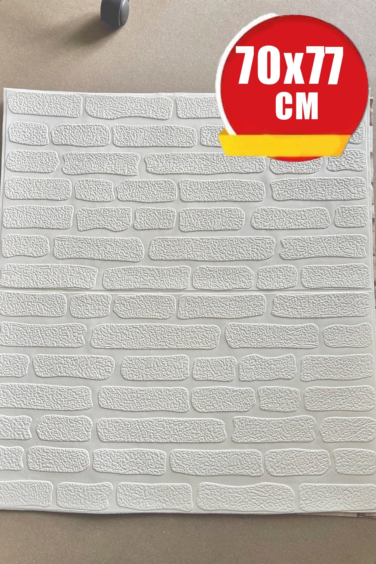 70x77 Cm Kesme Antik Beyaz Duvar Panel 3D Tuğla Görünümlü Beyaz 0,54M² 3d Kendinden Yapışkanlı Tuğla Duvar Kağıdı Kaplama Panel Köpük-3106