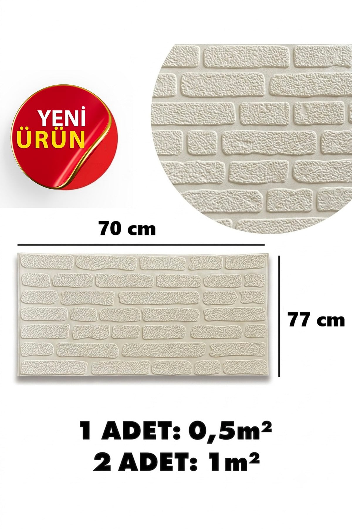70x77 Cm Kesme Antik Beyaz Duvar Panel 3D Tuğla Görünümlü Beyaz 0,54M² 3d Kendinden Yapışkanlı Tuğla Duvar Kağıdı Kaplama Panel Köpük-3106
