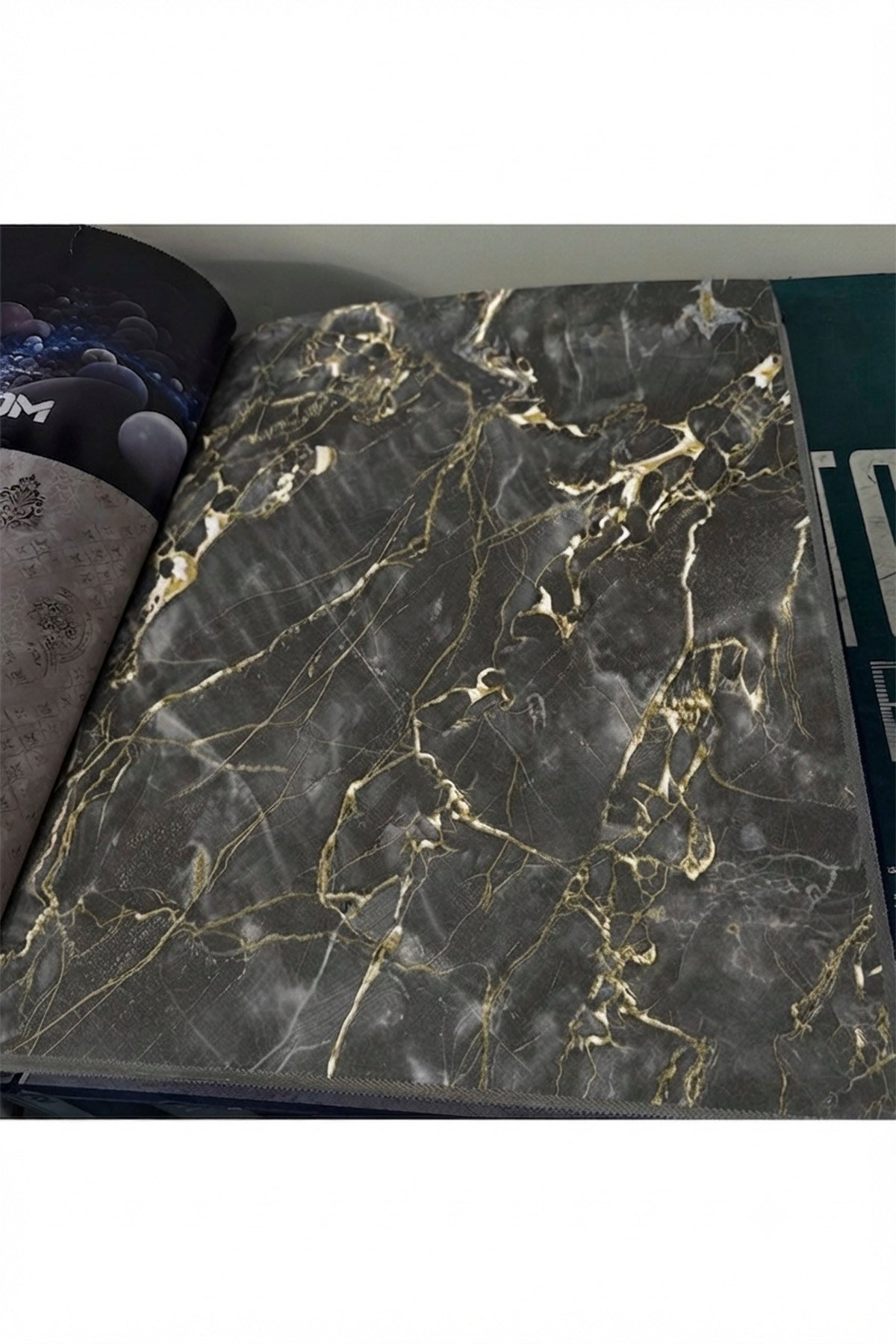 Bien Exclusive 2048 Yeni Gold Damarlı Kahve Mermer Desen Premium Duvar Kağıdı 5 M²