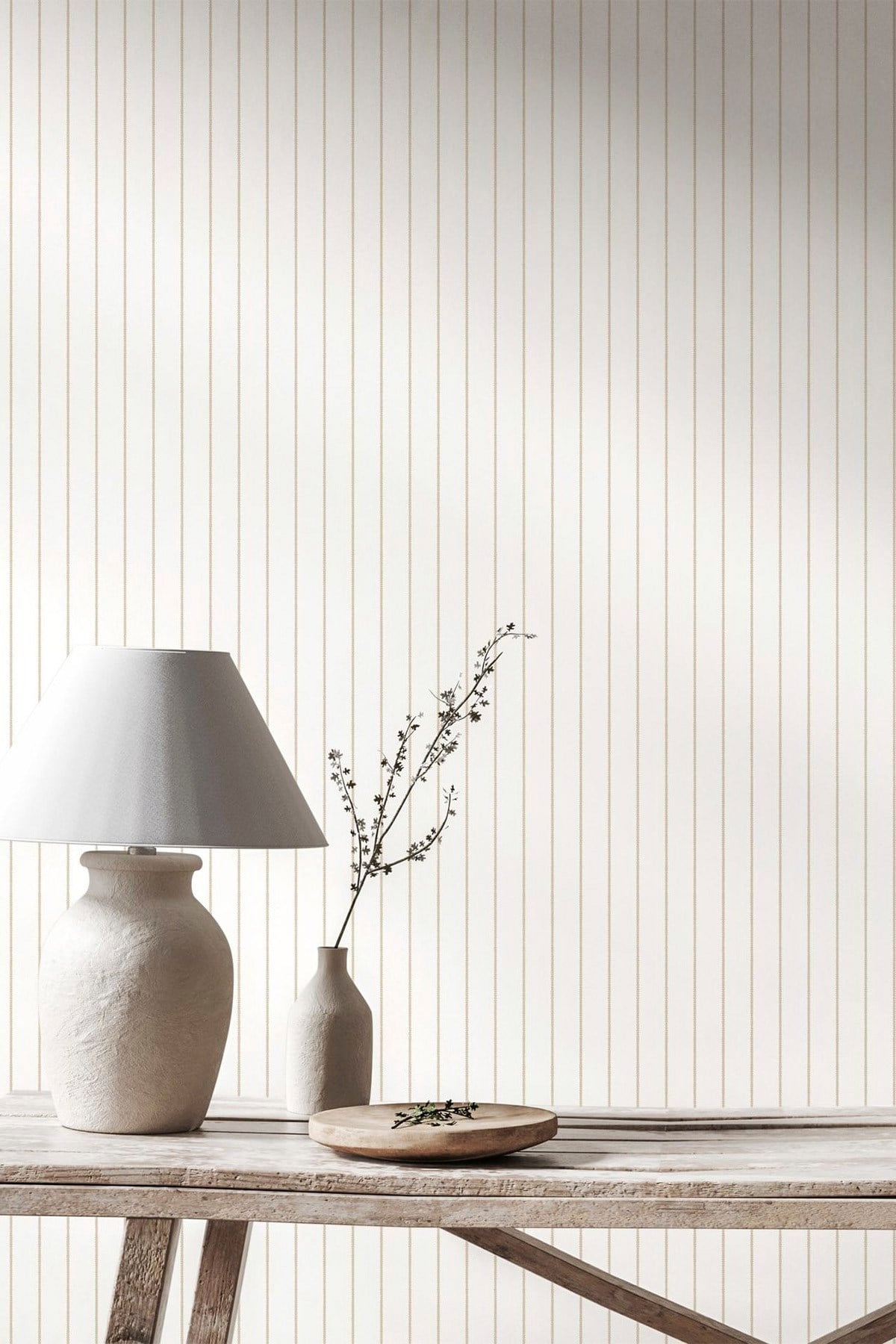 Bien Exclusive 5358 Sade Kombin Soft Bej Gümüş Şerit Çizgili Premium Duvar Kağıdı 5,30 M²