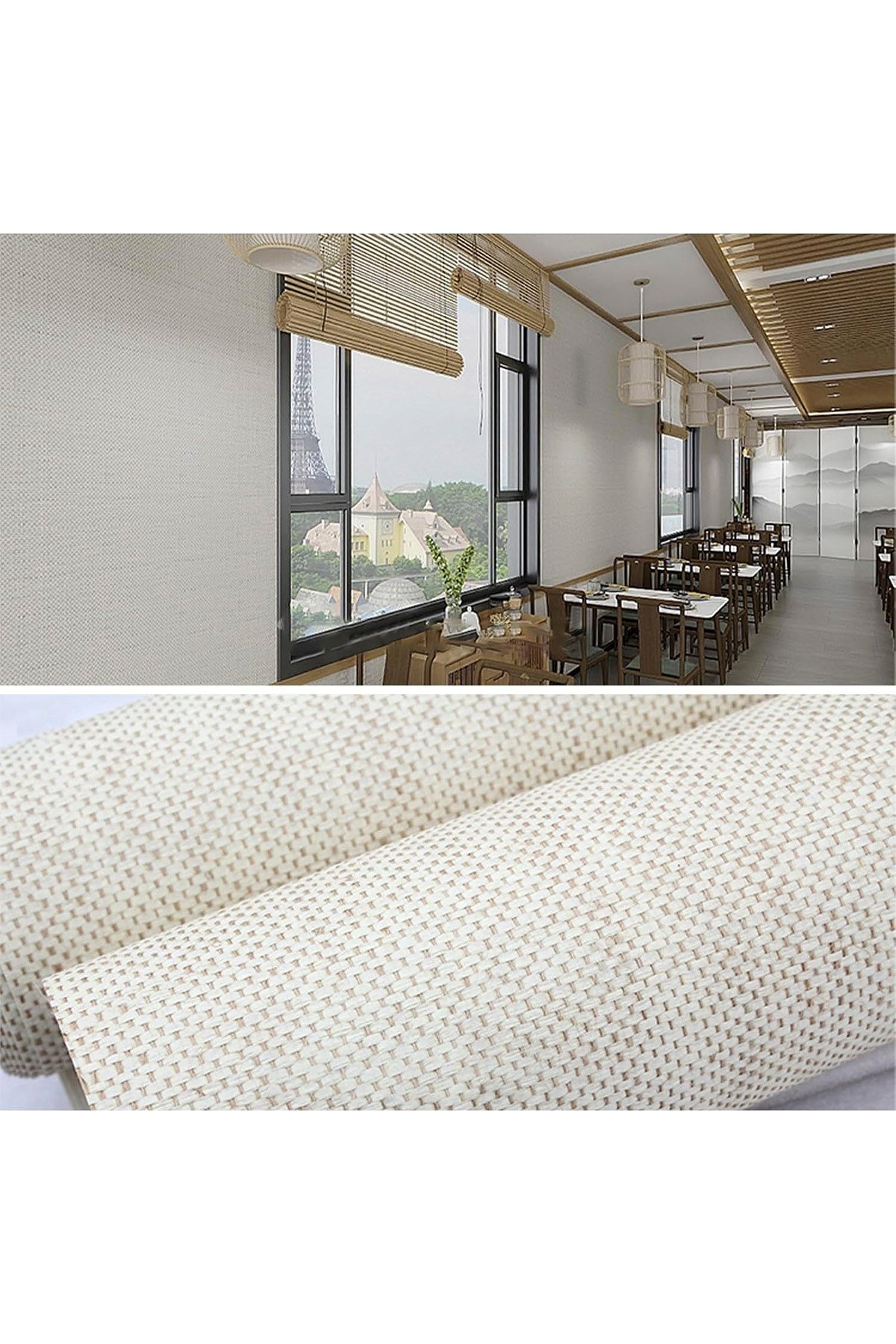 Bien Exclusıve 5500 Serin Krem Hasır Hissi Lüks Görünüm Dokulu Duvar Kağıdı 53x1000 cm, 5M²