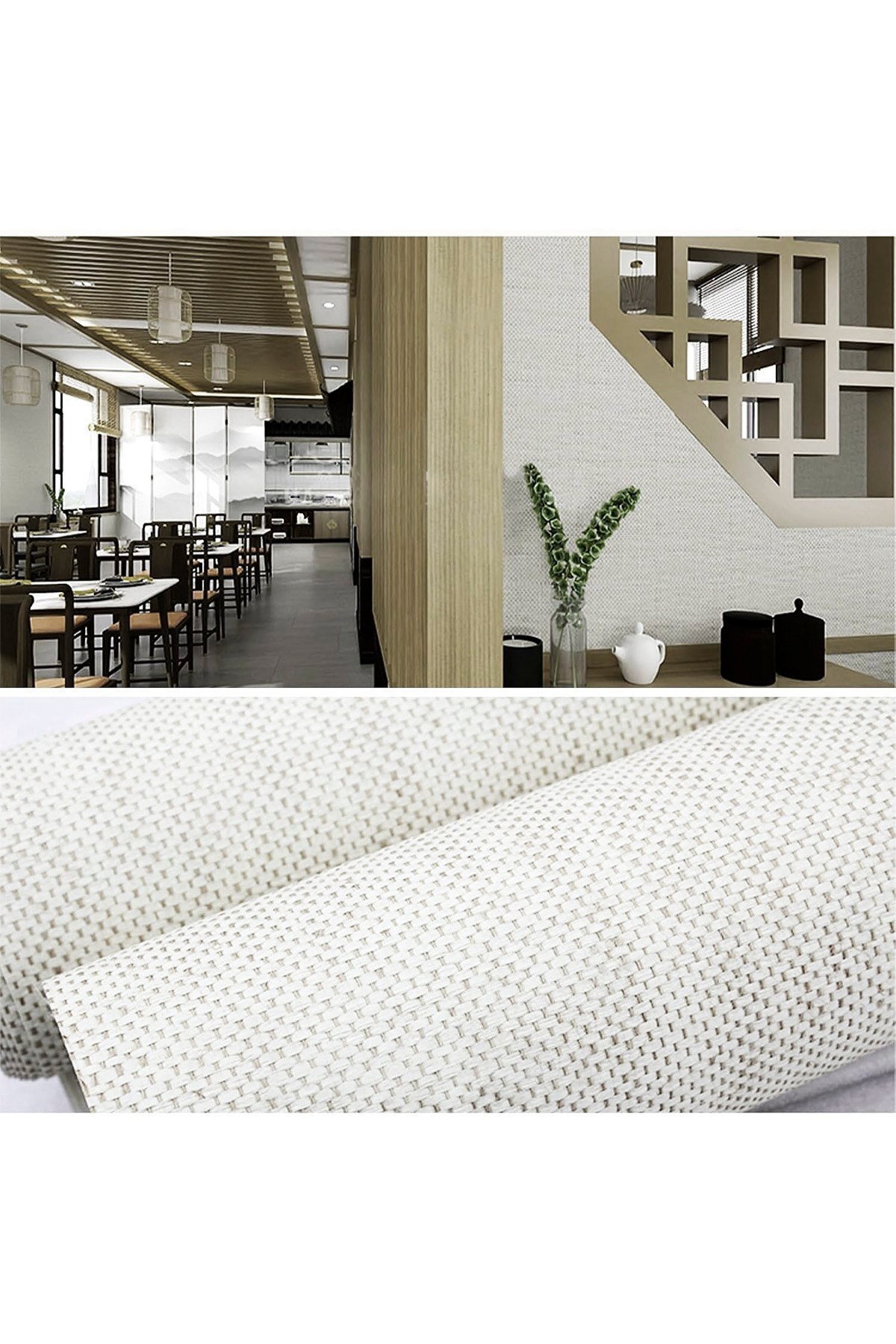 Bien Exclusıve 5550 Serin Gri Hasır Hissi Lüks Görünüm Dokulu Duvar Kağıdı 53x1000 cm, 5M²