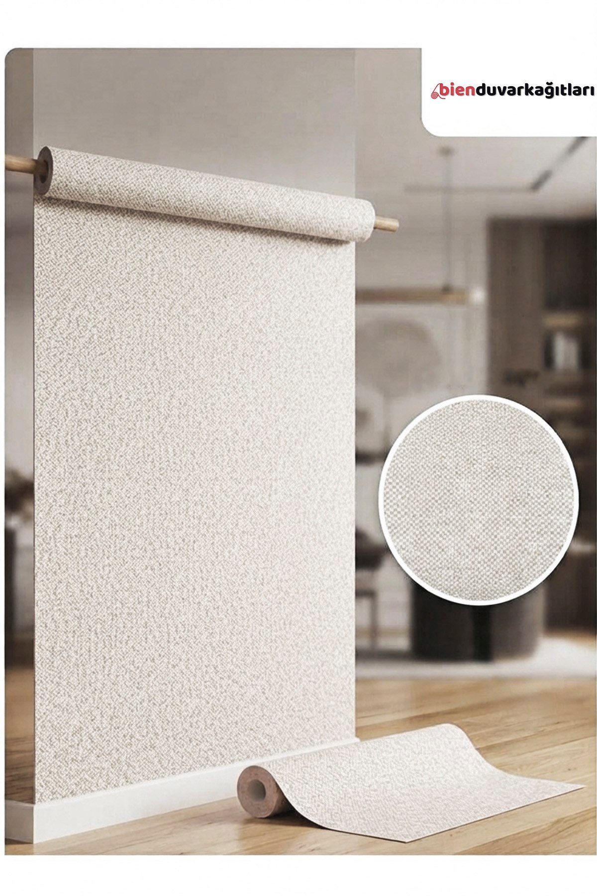Bien Exclusıve 5550 Serin Gri Hasır Hissi Lüks Görünüm Dokulu Duvar Kağıdı 53x1000 cm, 5M²