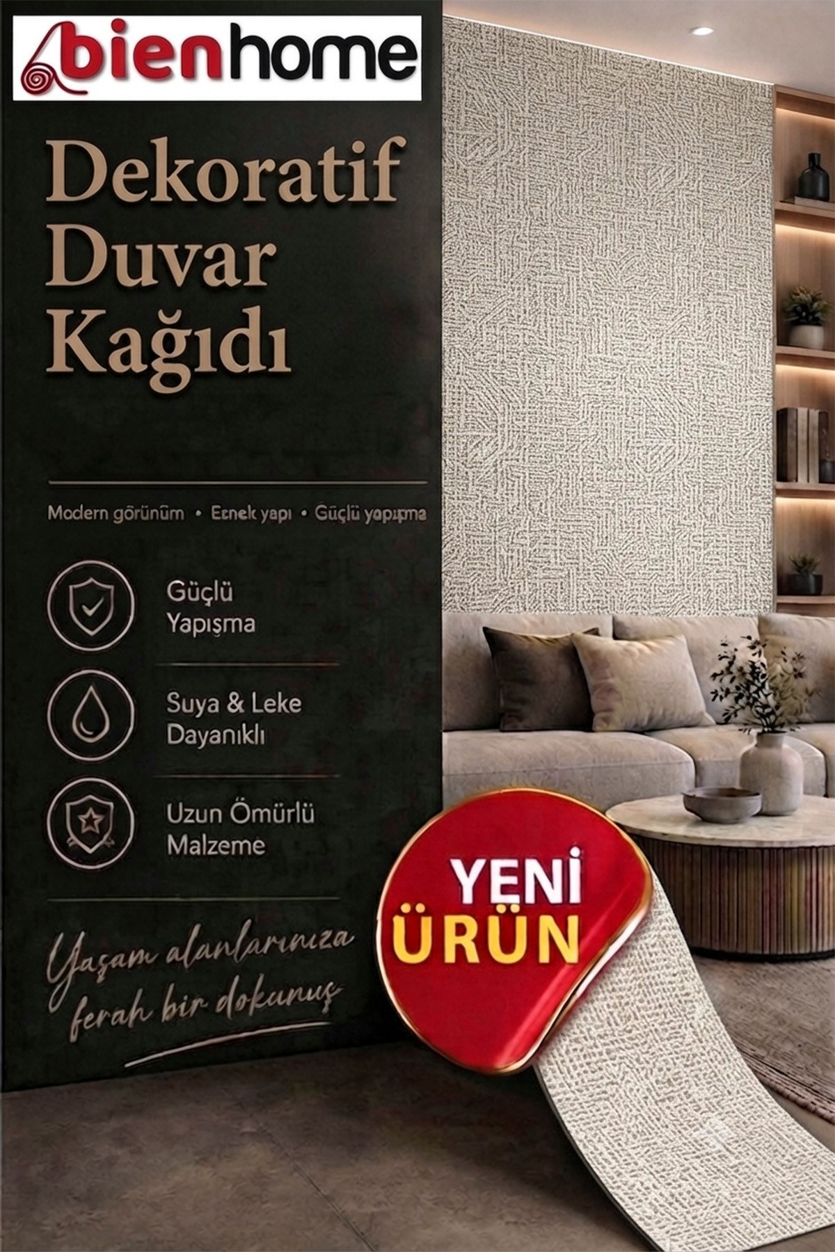 Bien Exclusıve 7015 Açık Süt Kahve Noktalı Hasır Çuval Görünüm Duvar Kağıdı 5M²